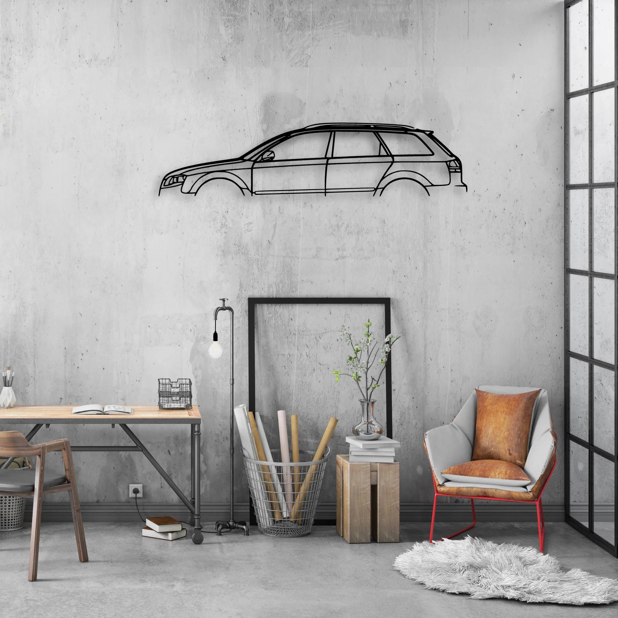 A4 S4 2007 Wagon Classic Silhouette Metal Wall Art - Automotive Garage Decor