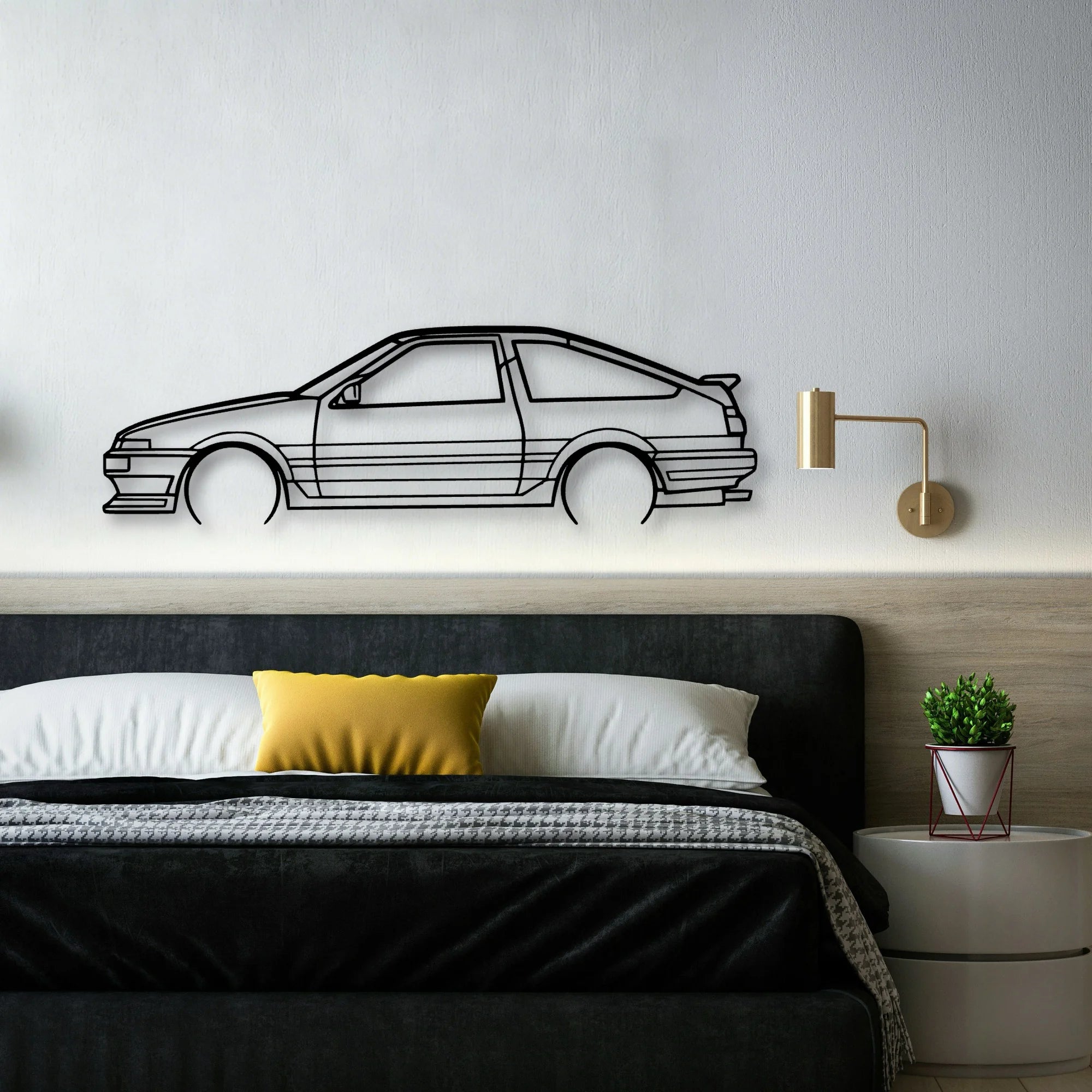 AE86 Classic Silhouette Metal Wall Art - Automotive Garage Decor