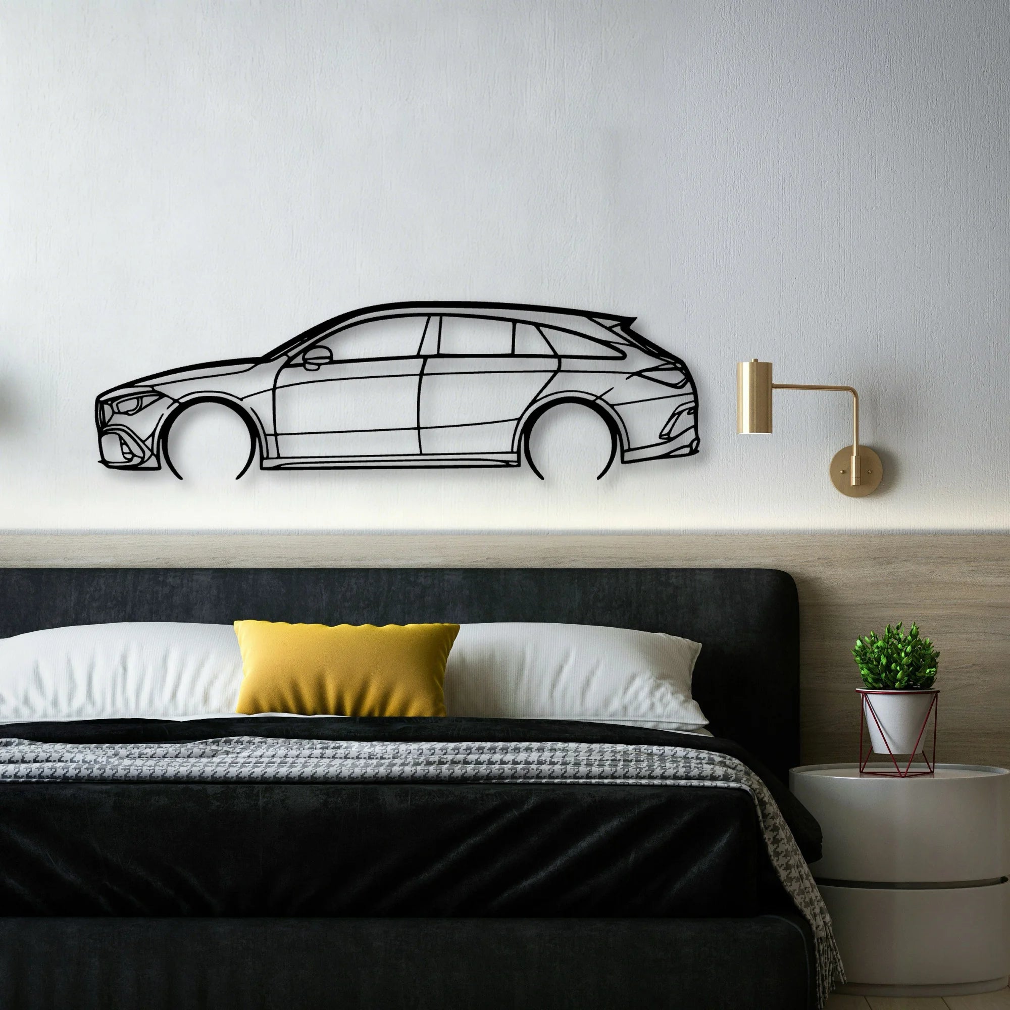 AMG CLA 45S 2022 Classic Silhouette Metal Wall Art - Automotive Garage Decor