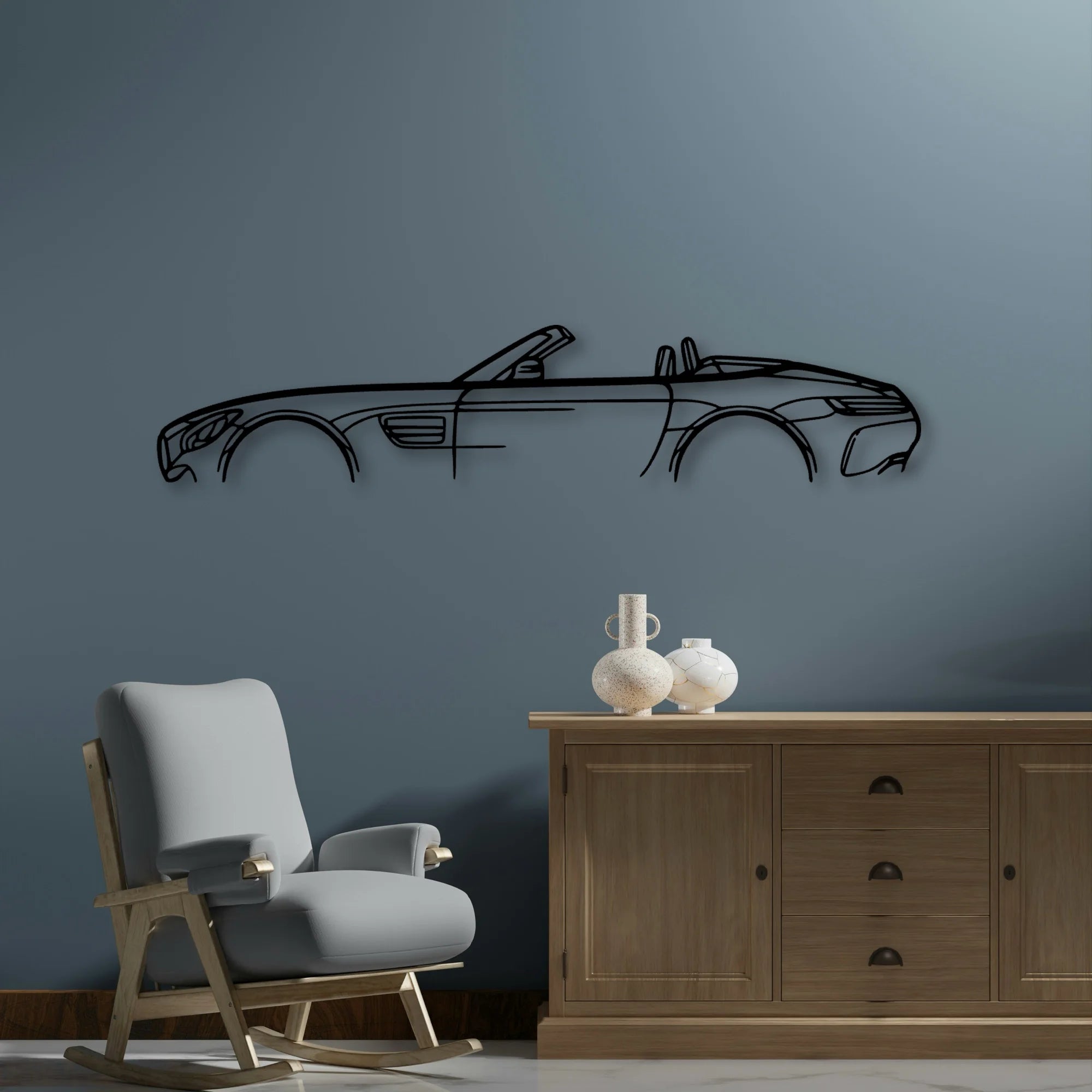 AMG GTC Convertible Classic Silhouette Metal Wall Art - Automotive Garage Decor
