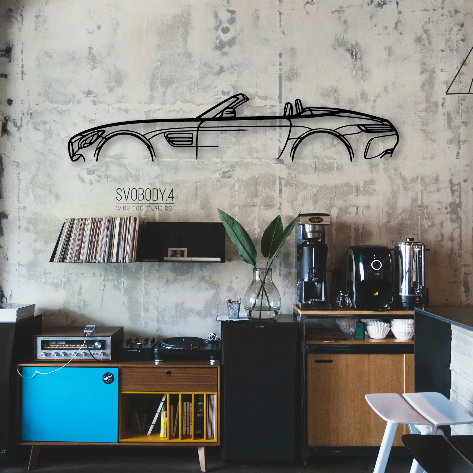 AMG GTC Convertible Classic Silhouette Metal Wall Art - Automotive Garage Decor