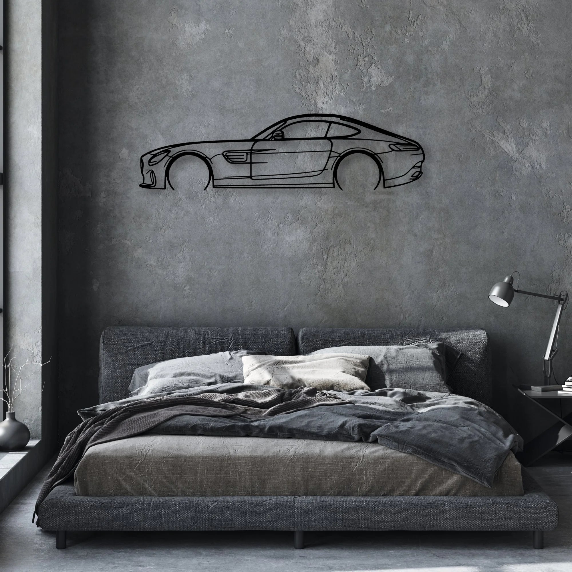 AMG GTS 2016 Classic Silhouette Metal Wall Art - Automotive Garage Decor