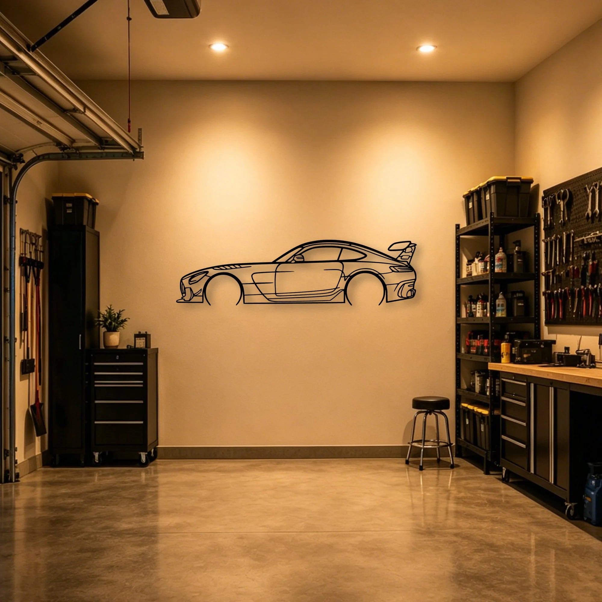 AMG GT Black Series 2 Classic Silhouette Metal Wall Art - Automotive Garage Decor