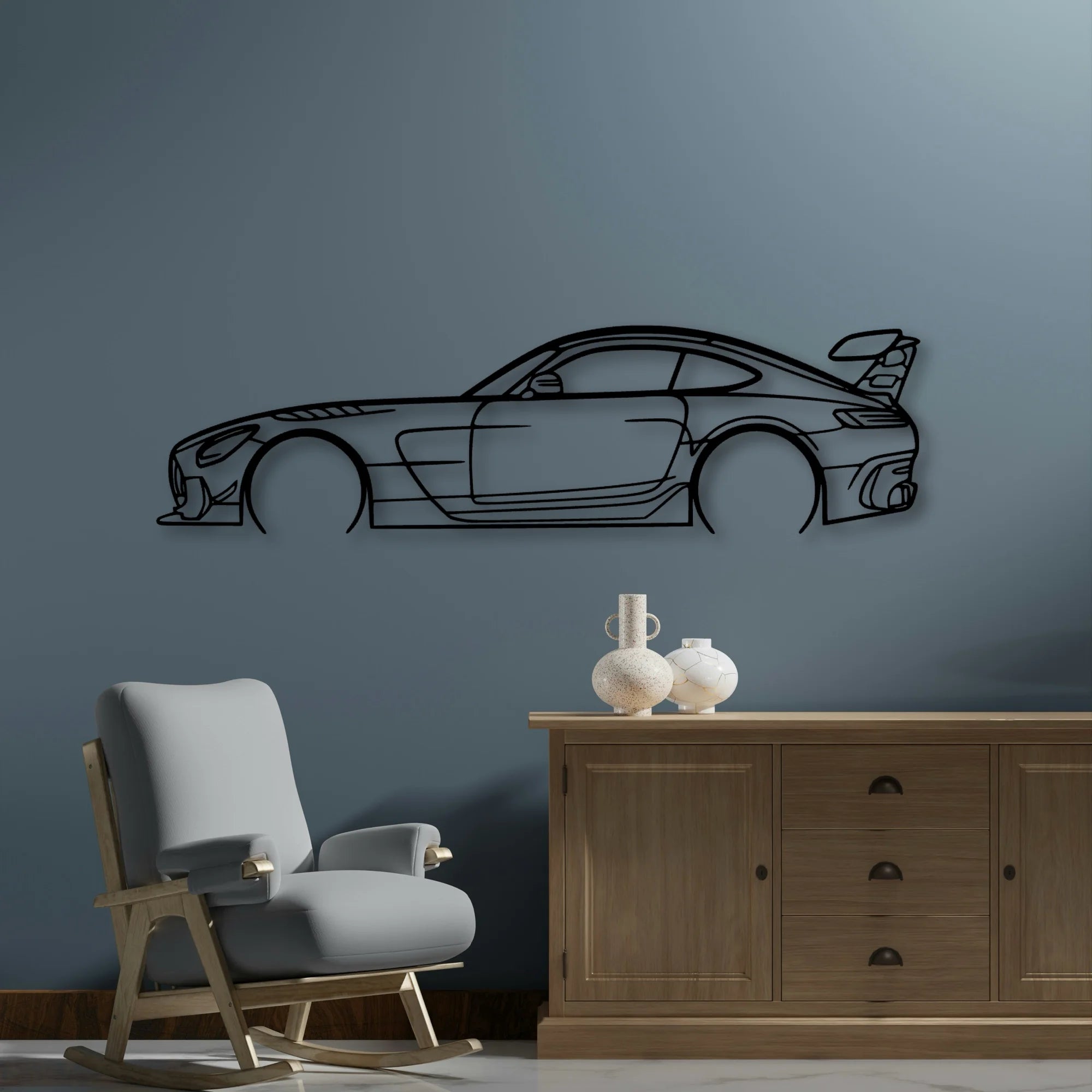 AMG GT Black Series 2 Classic Silhouette Metal Wall Art - Automotive Garage Decor