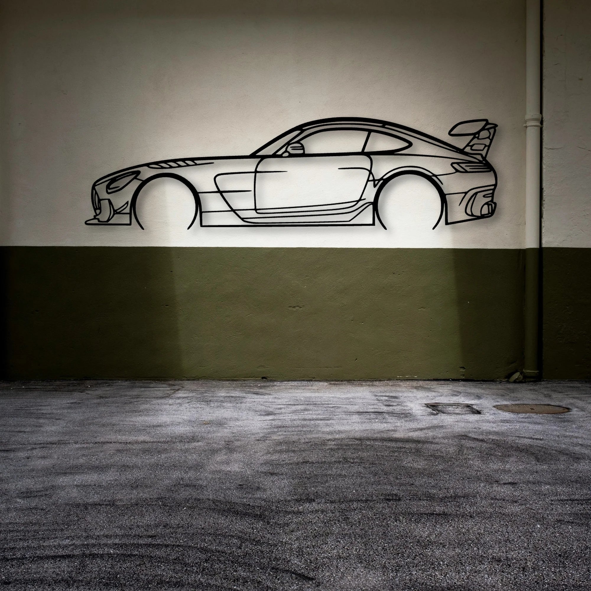 AMG GT Black Series 2 Classic Silhouette Metal Wall Art - Automotive Garage Decor