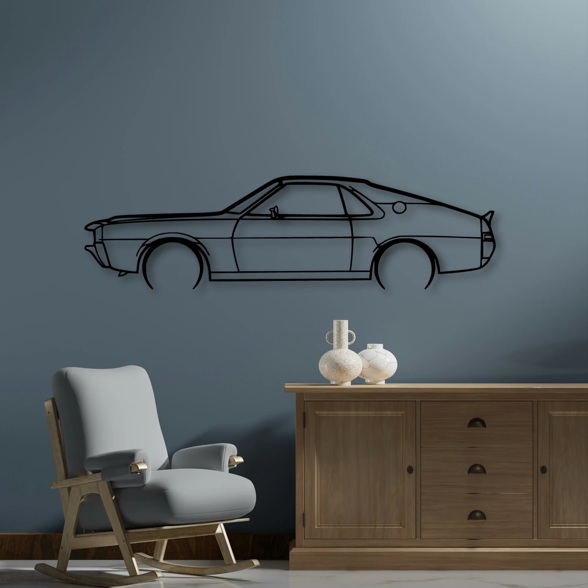 AMX 1969 Classic Silhouette Metal Wall Art - Automotive Garage Decor