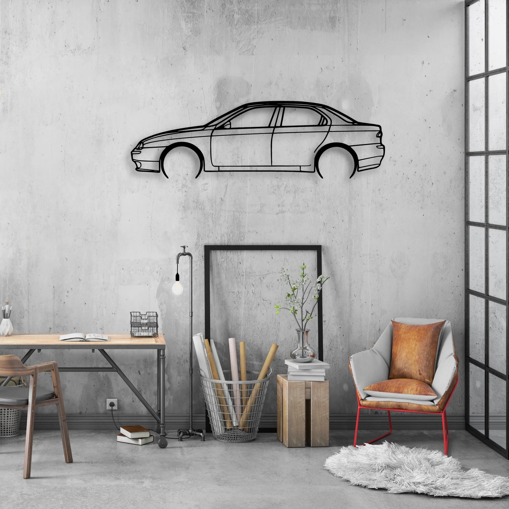 Alfa 156 1998 Classic Silhouette Metal Wall Art - Automotive Garage Decor