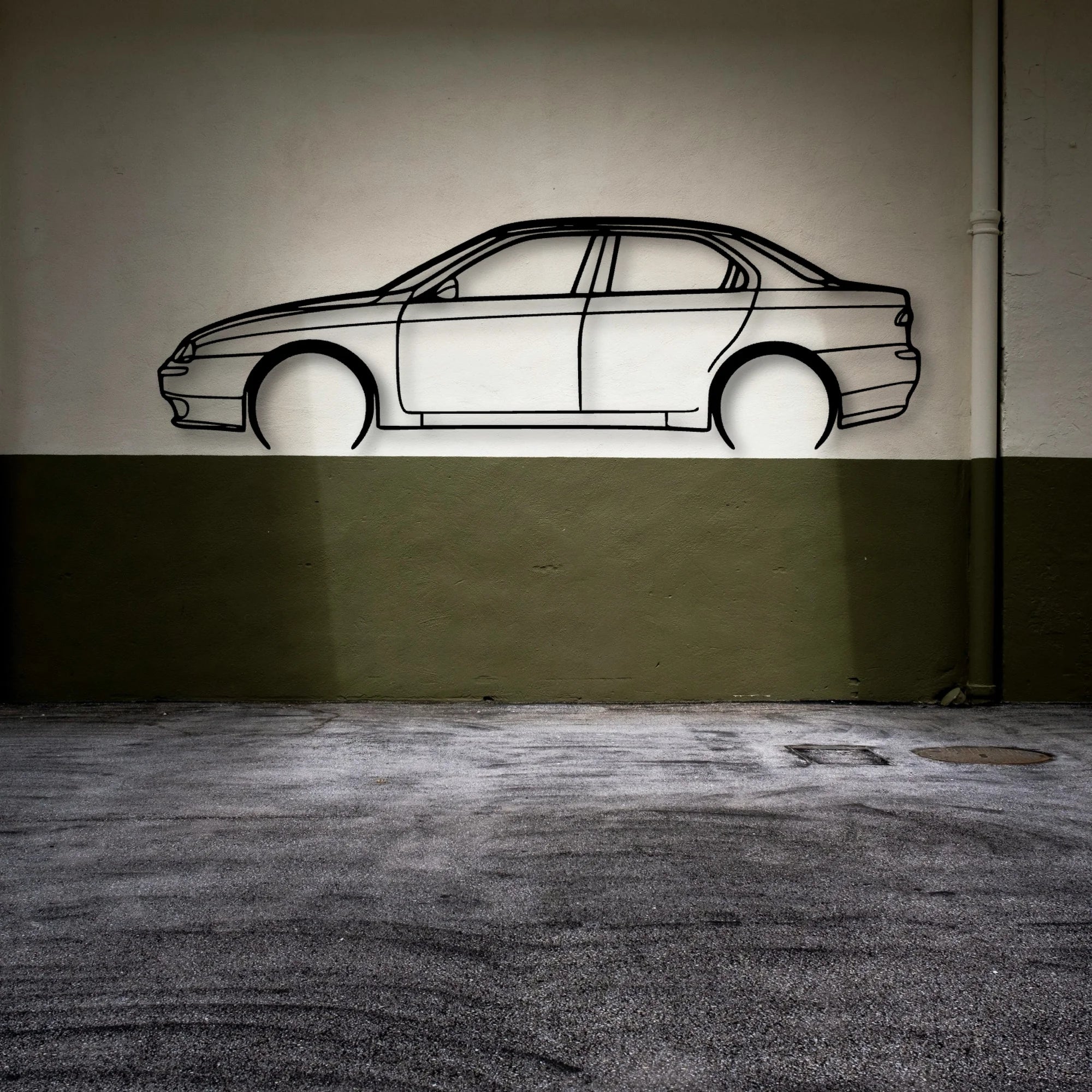 Alfa 156 1998 Classic Silhouette Metal Wall Art - Automotive Garage Decor