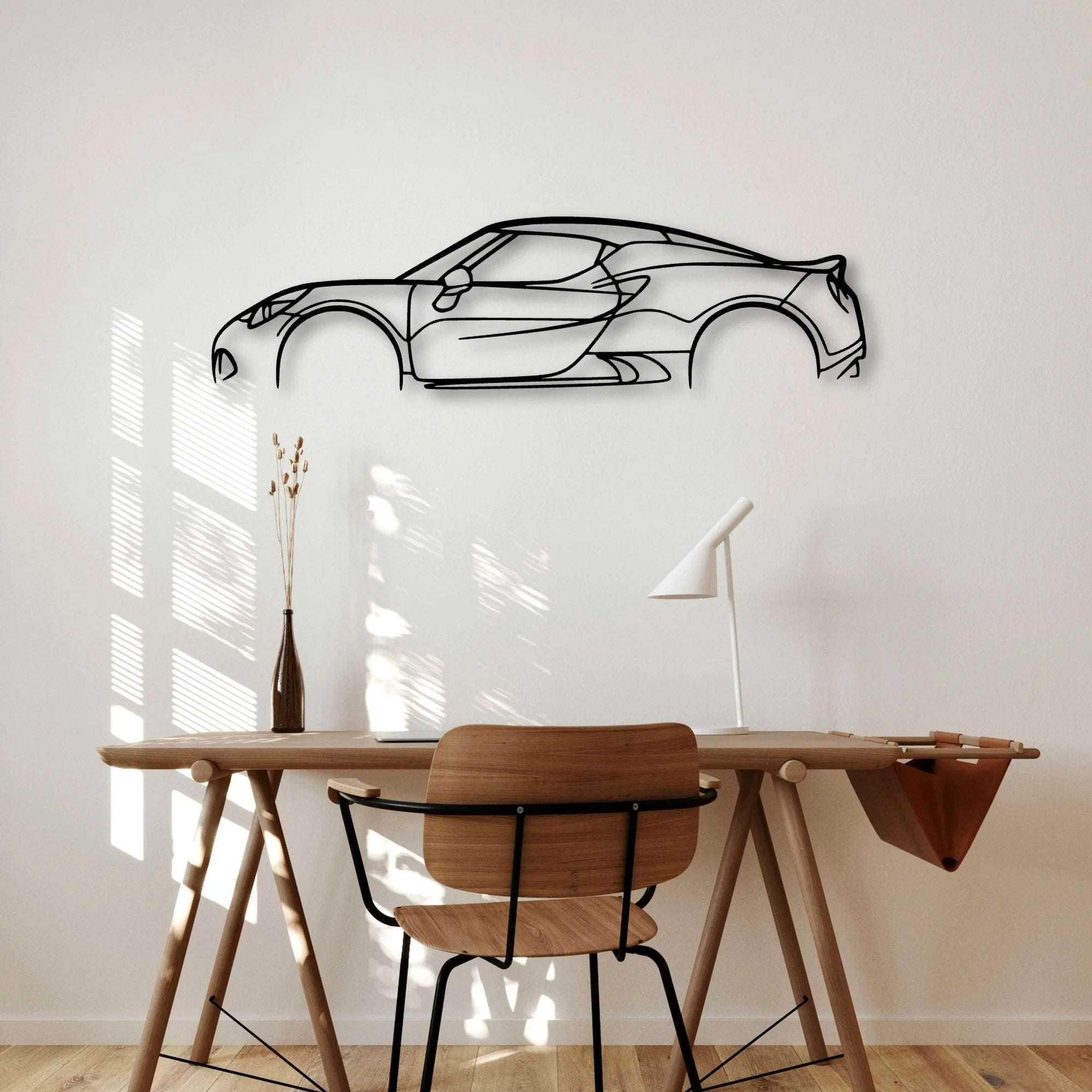 Alfa 4C Classic Silhouette Metal Wall Art - Automotive Garage Decor