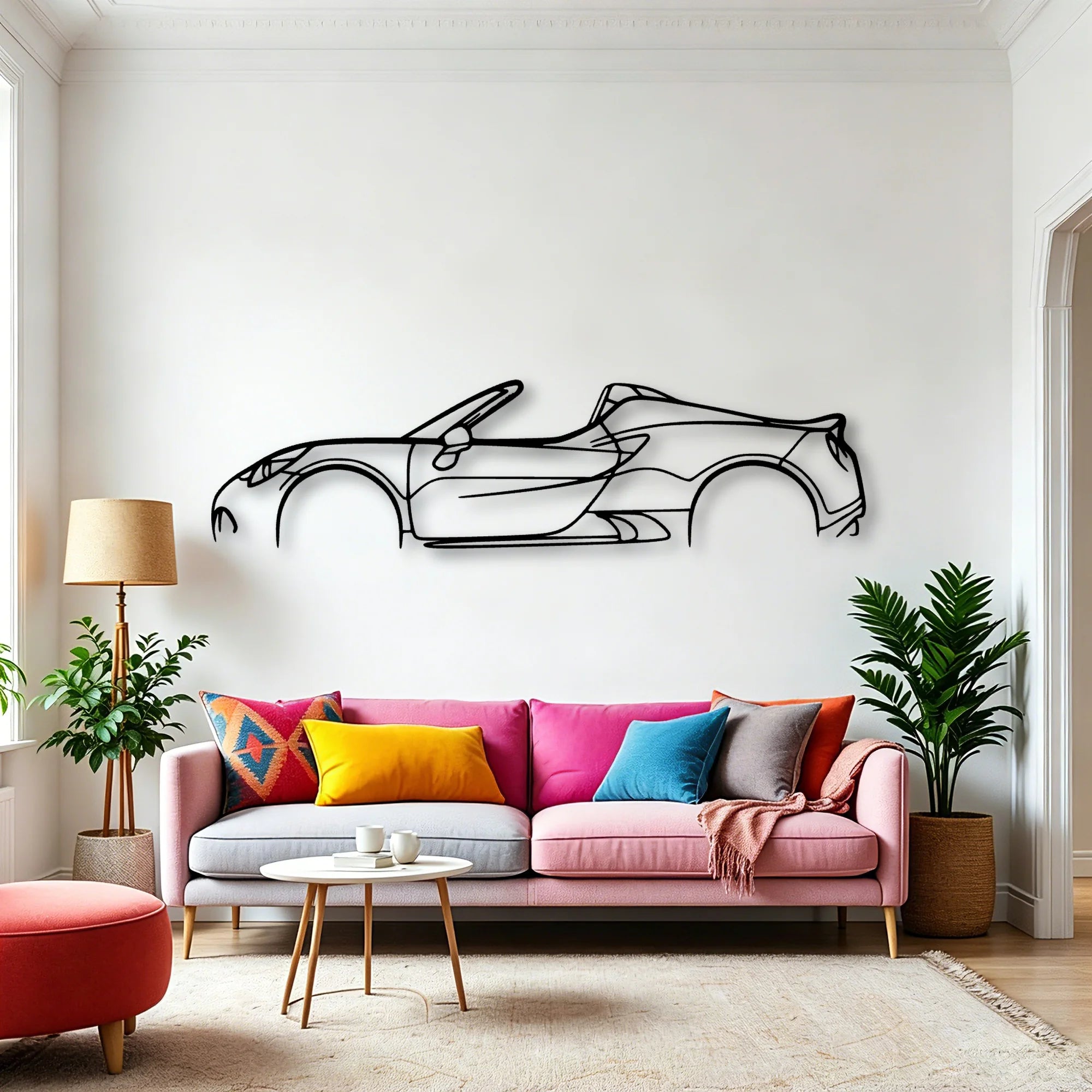 Alfa 4C Spider Classic Silhouette Metal Wall Art - Automotive Garage Decor