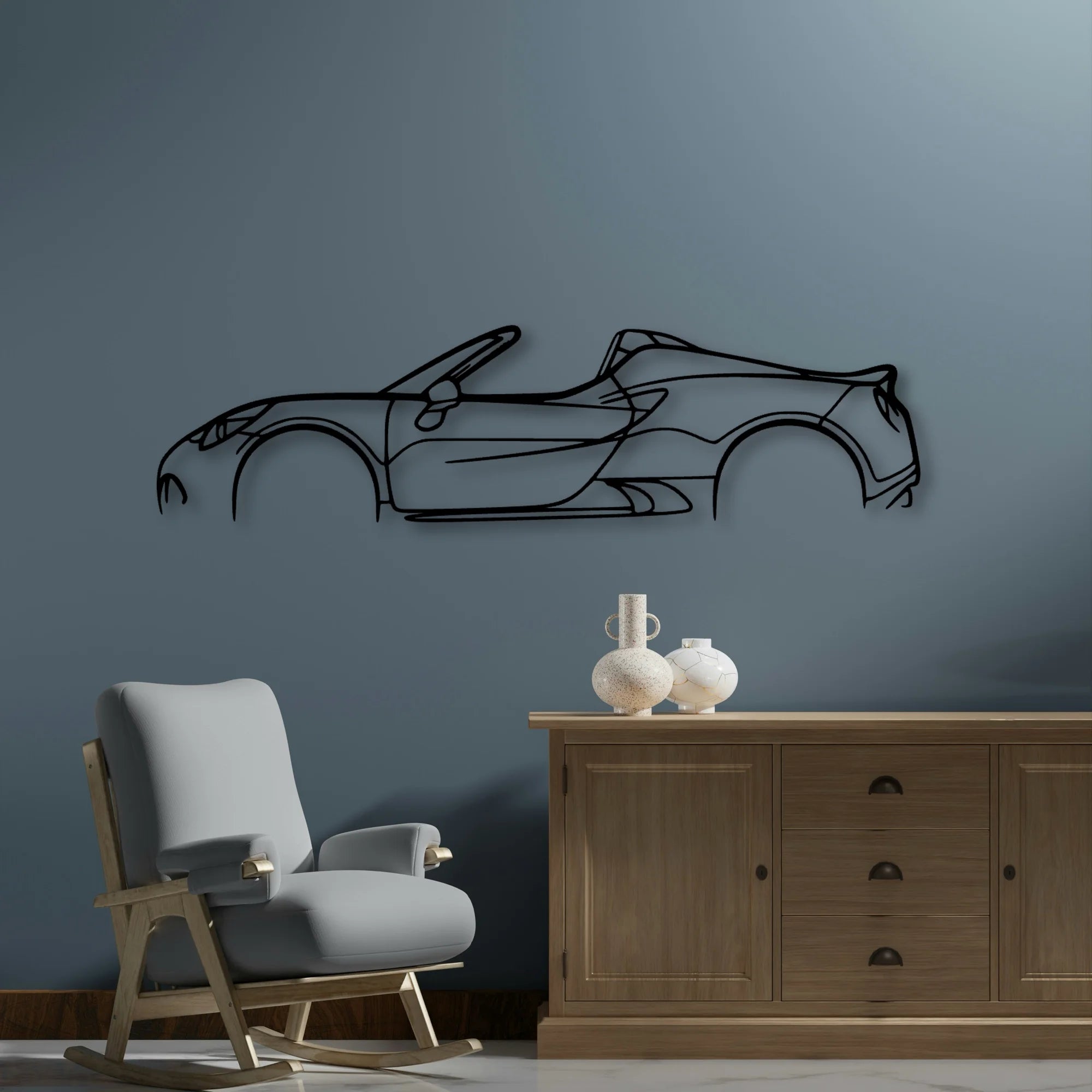 Alfa 4C Spider Classic Silhouette Metal Wall Art - Automotive Garage Decor