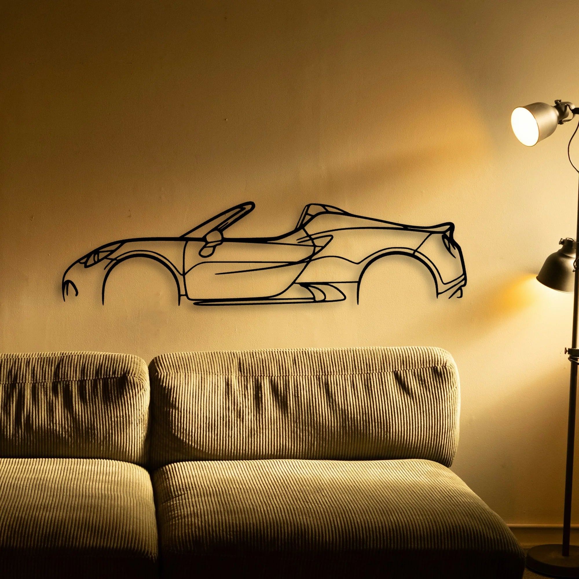Alfa 4C Spider Classic Silhouette Metal Wall Art - Automotive Garage Decor