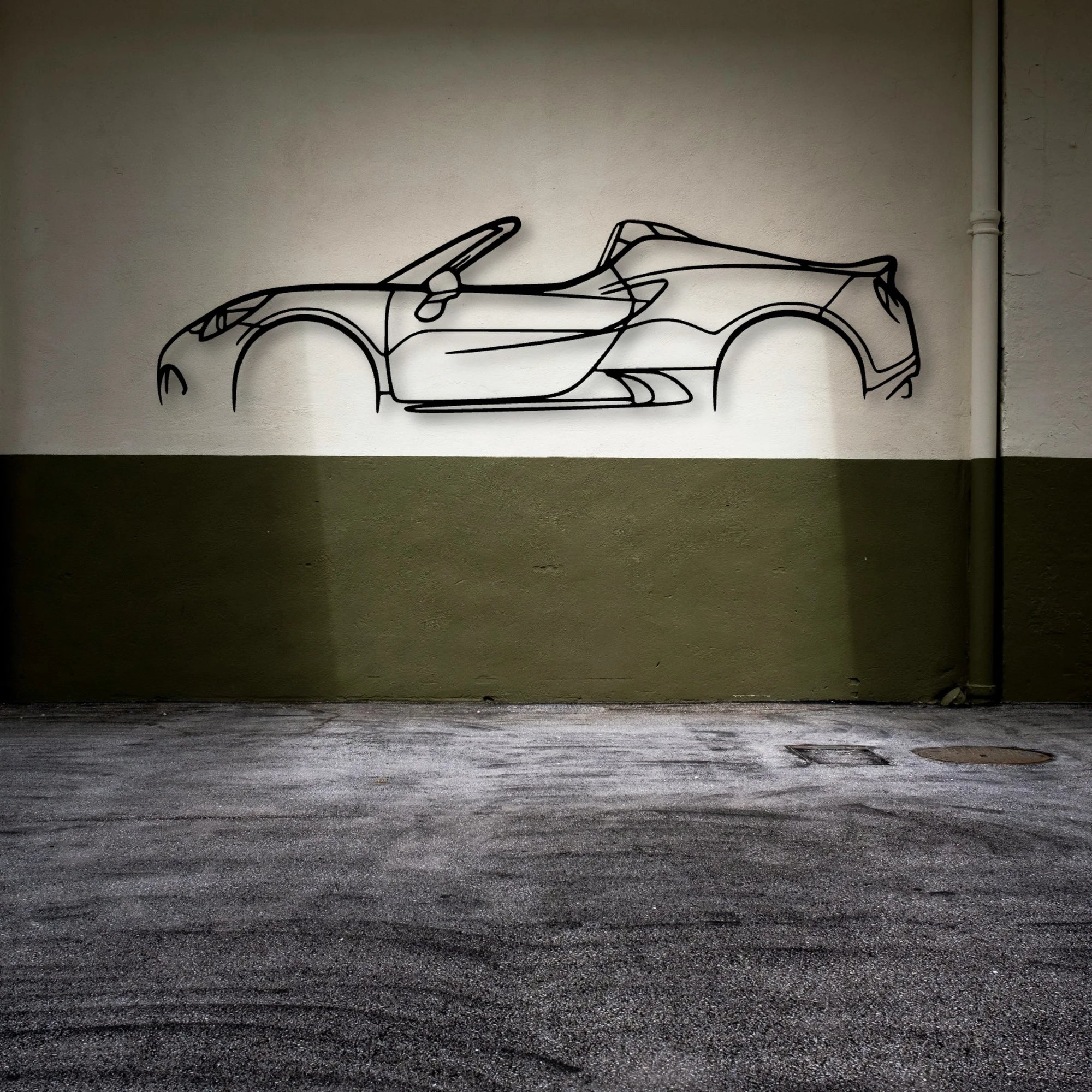 Alfa 4C Spider Classic Silhouette Metal Wall Art - Automotive Garage Decor