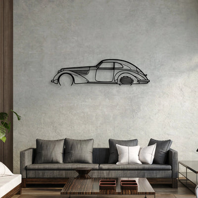 Alfa 8C 1937 Classic Silhouette Metal Wall Art - Automotive Garage Decor