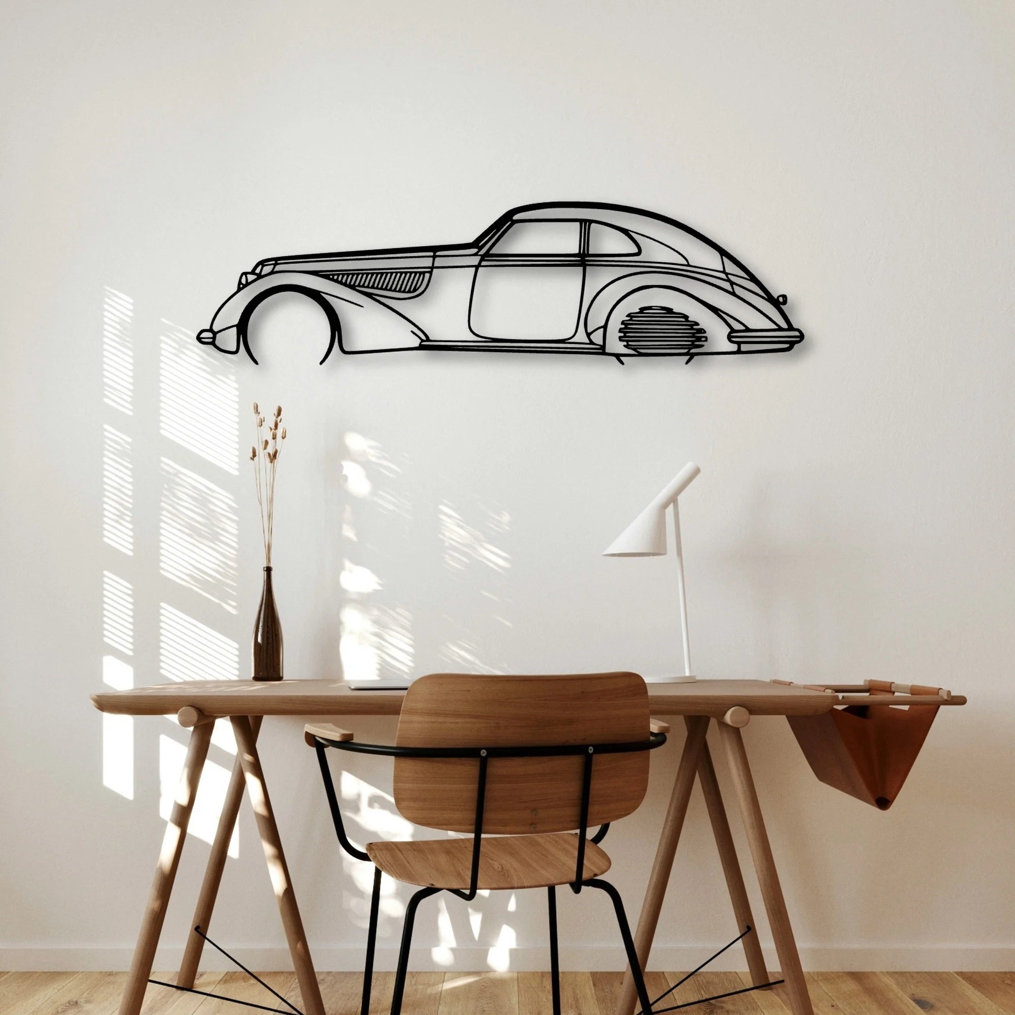 Alfa 8C 1937 Classic Silhouette Metal Wall Art - Automotive Garage Decor