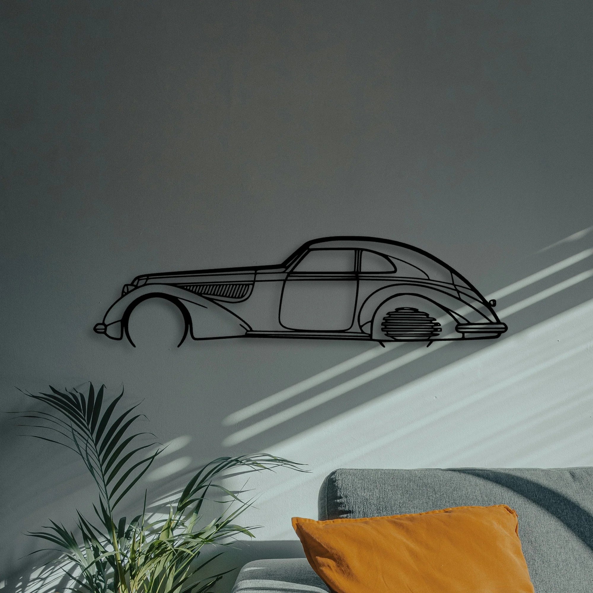 Alfa 8C 1937 Classic Silhouette Metal Wall Art - Automotive Garage Decor