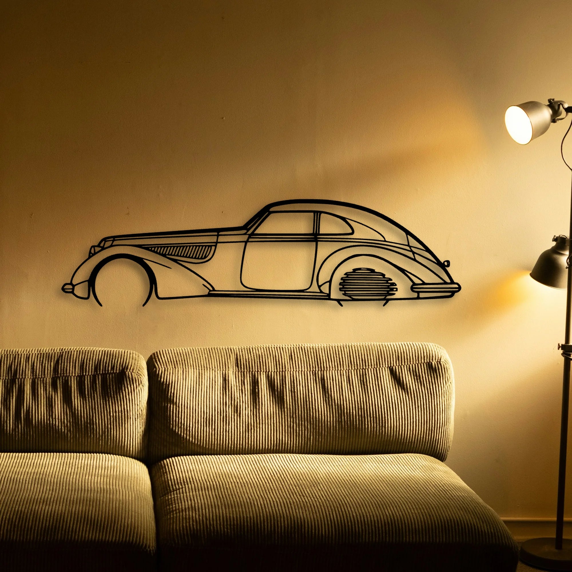 Alfa 8C 1937 Classic Silhouette Metal Wall Art - Automotive Garage Decor