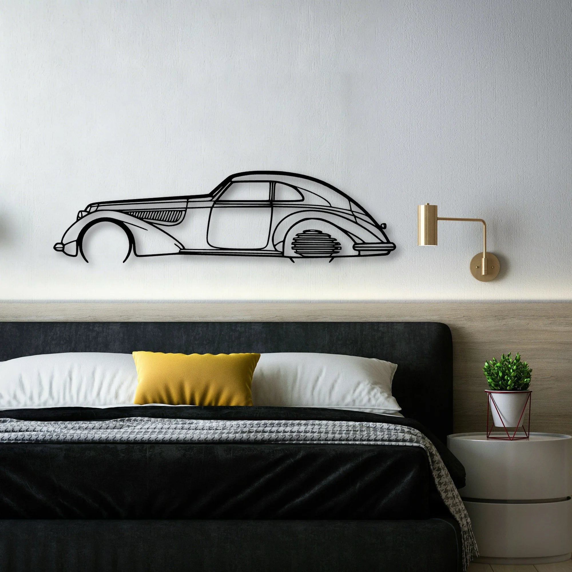 Alfa 8C 1937 Classic Silhouette Metal Wall Art - Automotive Garage Decor