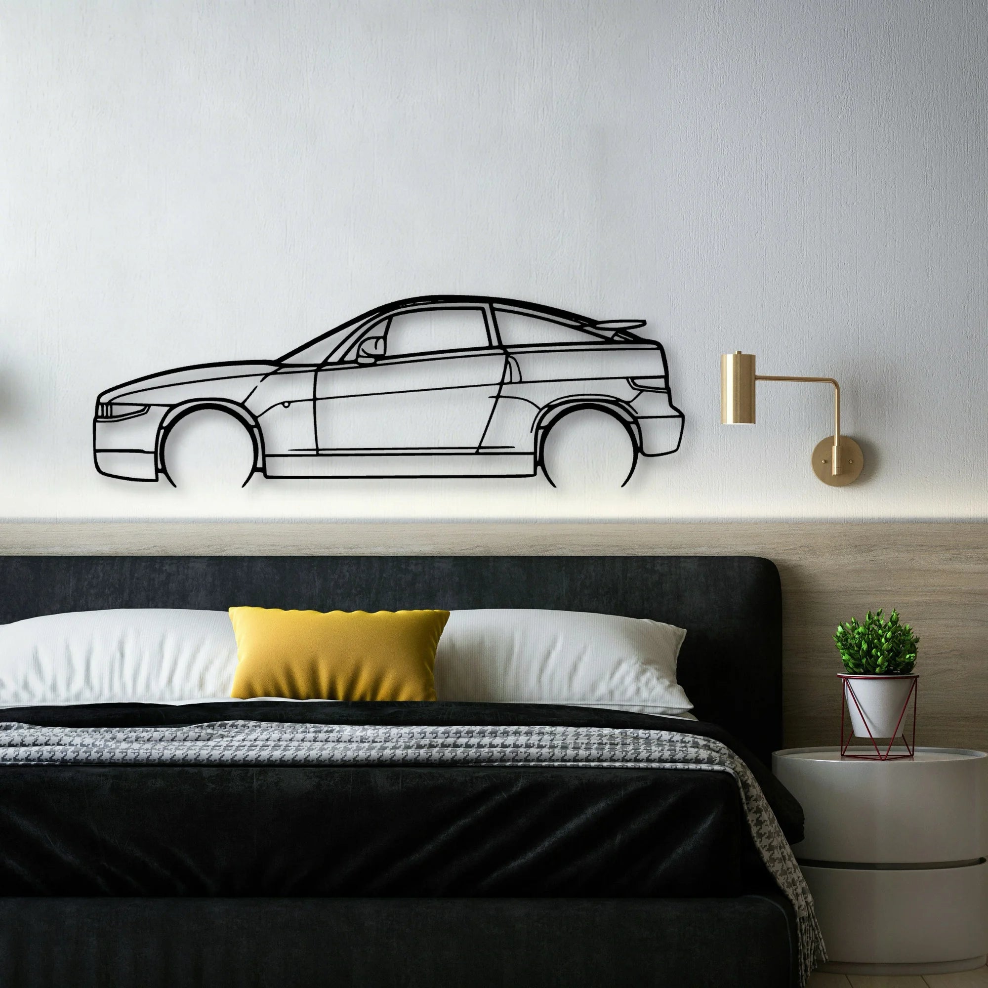 Alfa SZ 1991 Classic Silhouette Metal Wall Art - Automotive Garage Decor