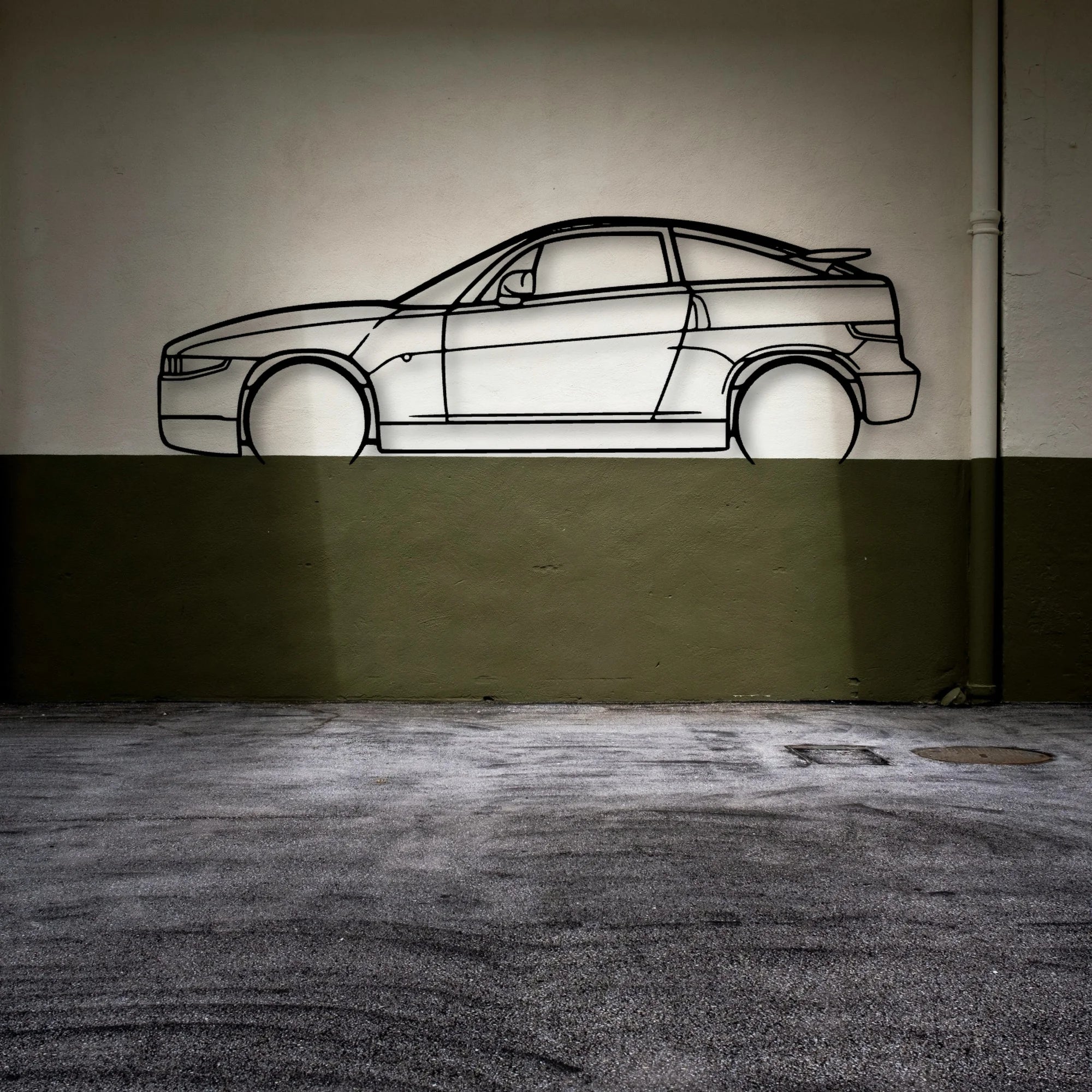 Alfa SZ 1991 Classic Silhouette Metal Wall Art - Automotive Garage Decor