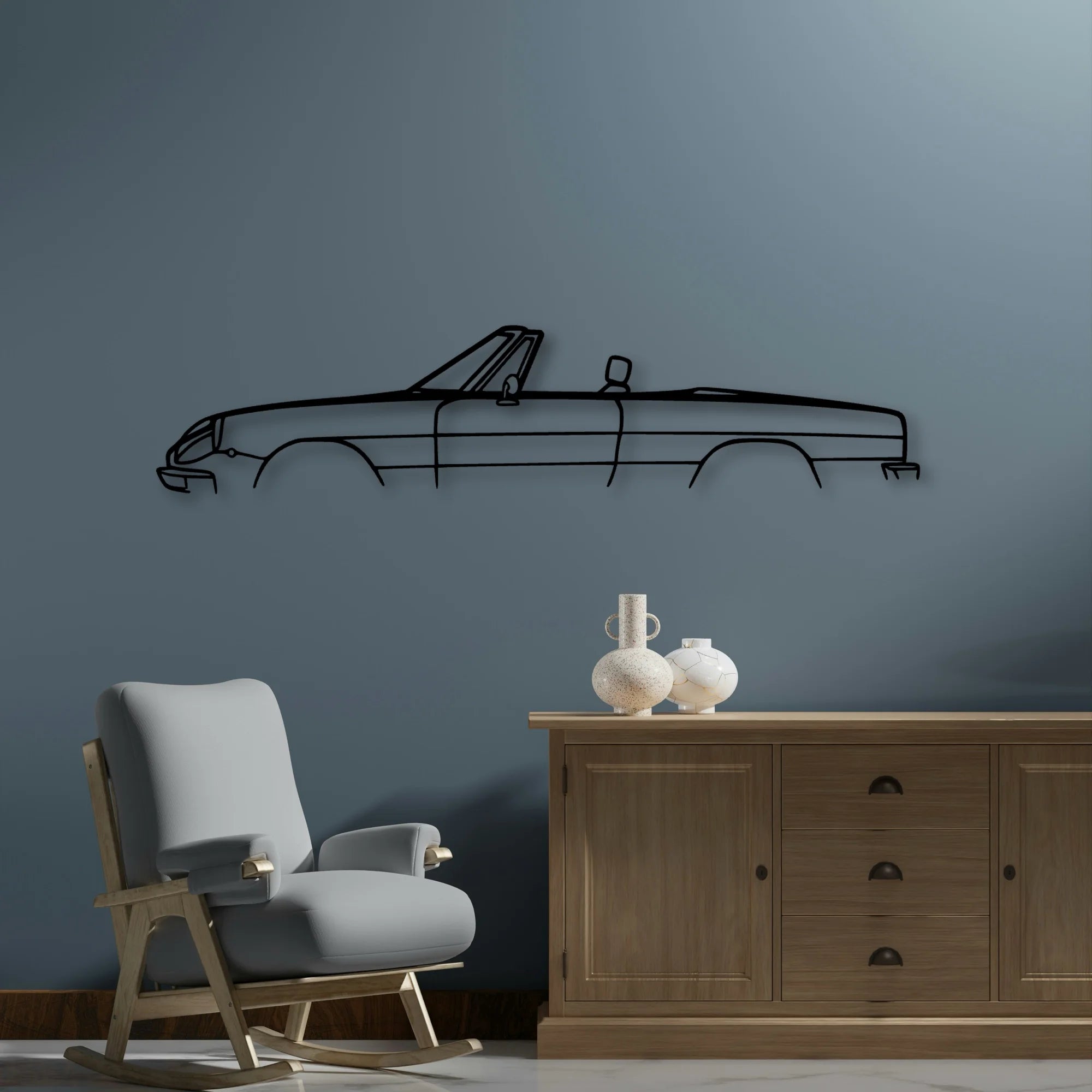 Alfa Spider 1979 Classic Silhouette Metal Wall Art - Automotive Garage Decor