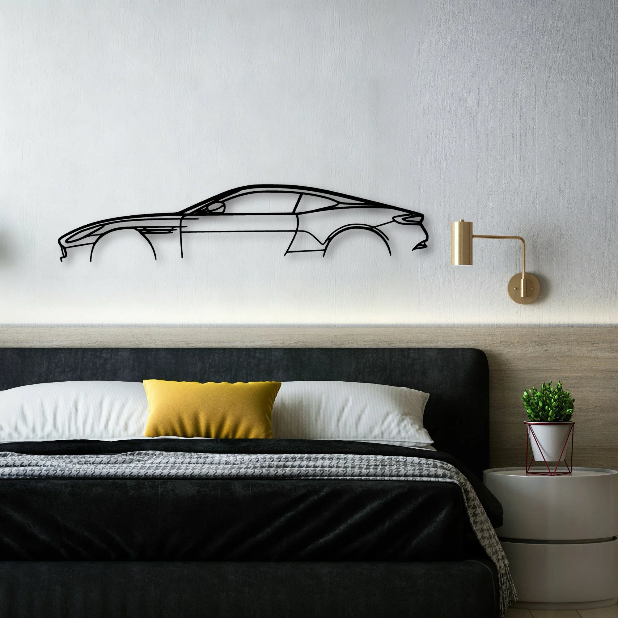 Aston DB11 Classic Silhouette Metal Wall Art - Automotive Garage Decor