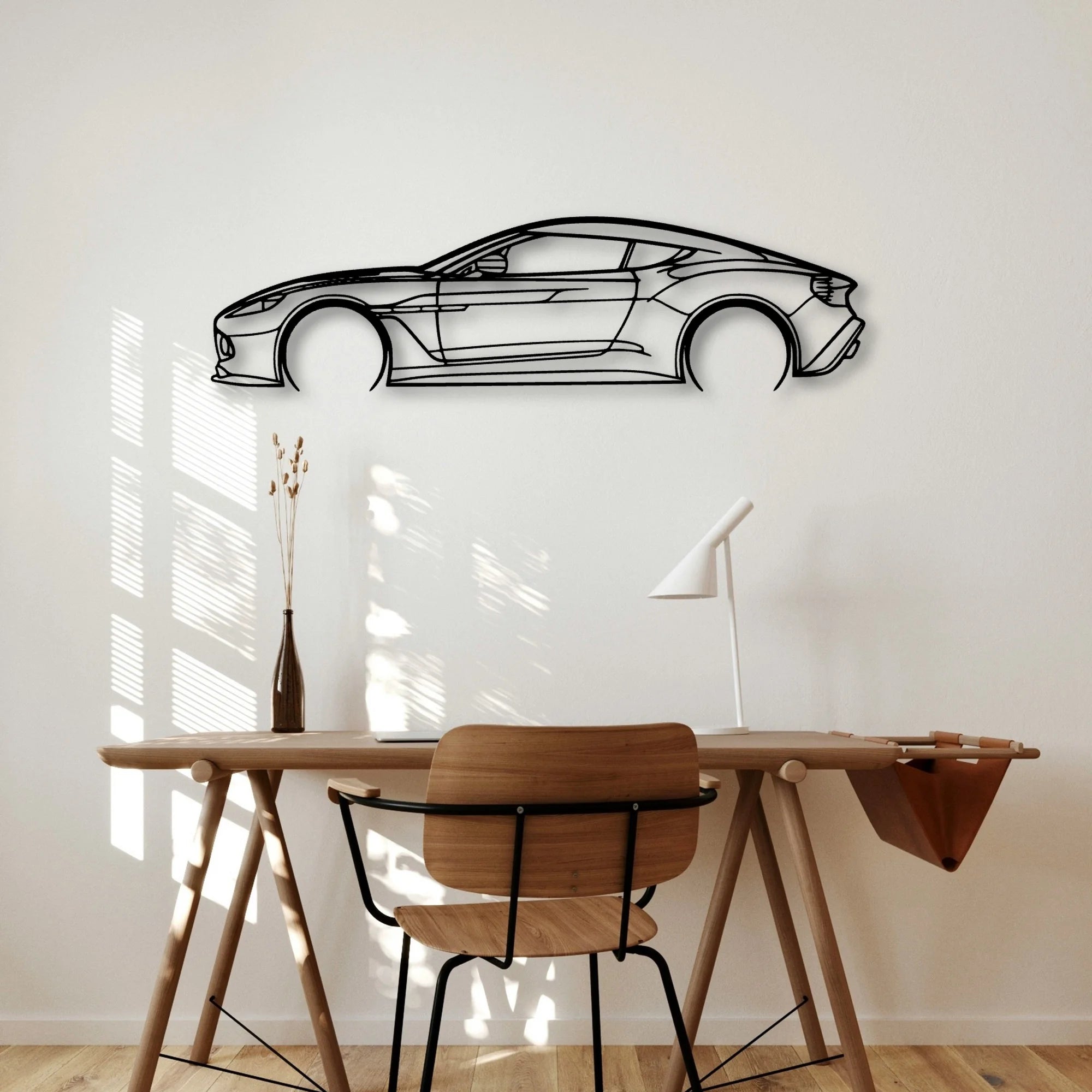 Aston Vanquish Classic Silhouette Metal Wall Art - Automotive Garage Decor
