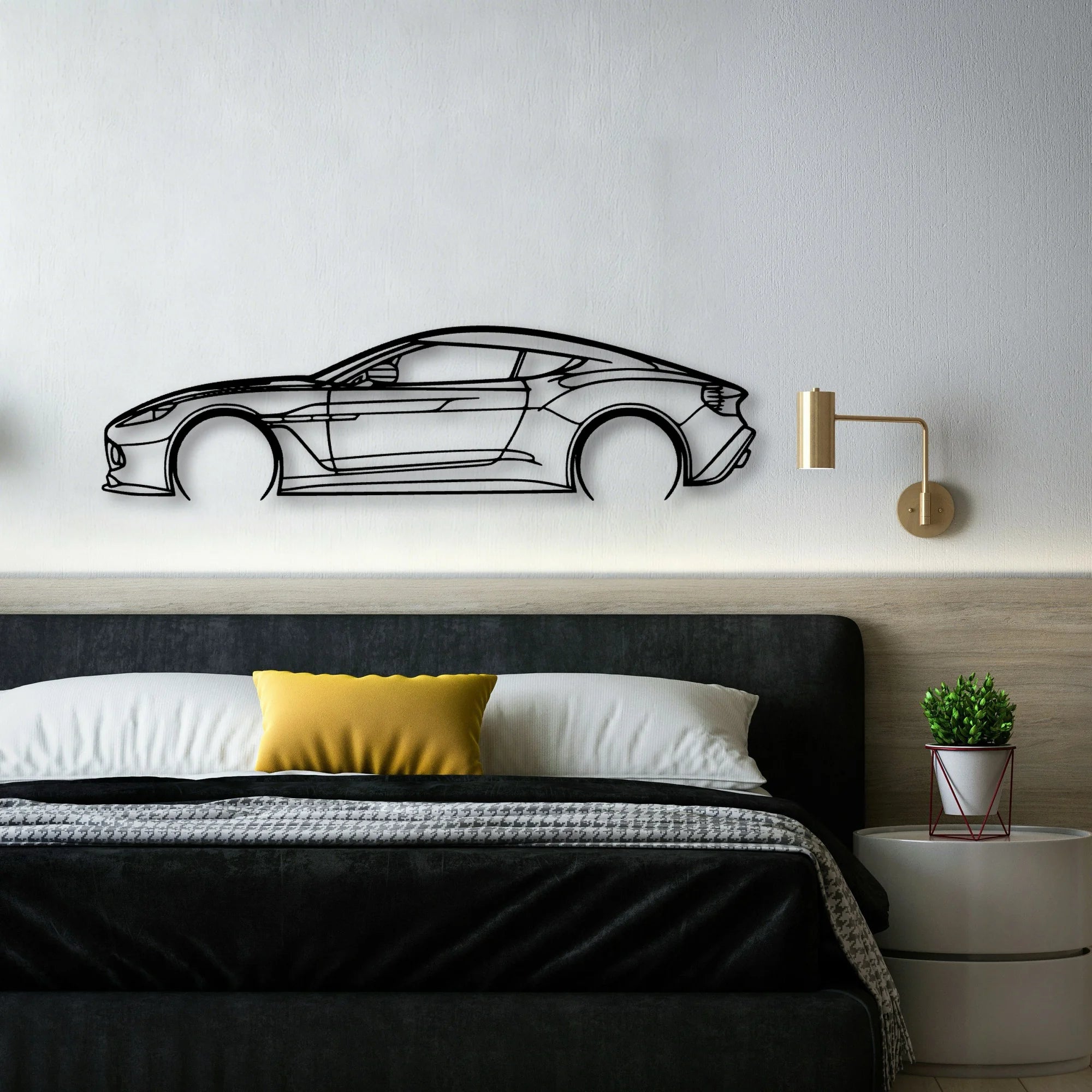 Aston Vanquish Classic Silhouette Metal Wall Art - Automotive Garage Decor