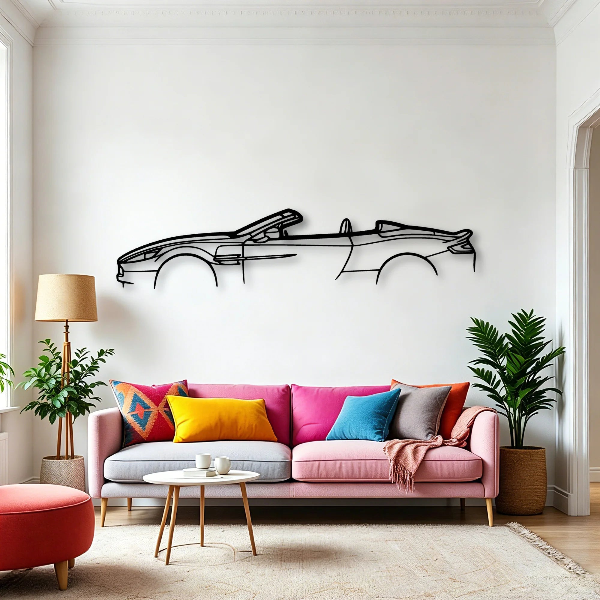 Aston Vanquish Convertible Classic Silhouette Metal Wall Art - Automotive Garage Decor