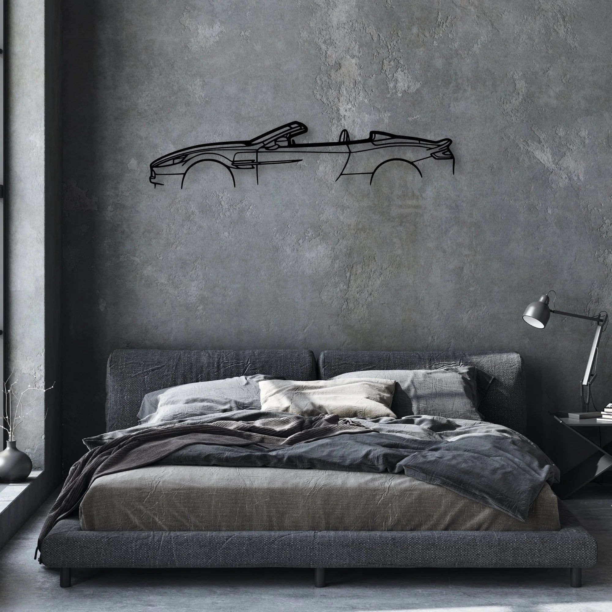 Aston Vanquish convertible Classic Silhouette Metal Wall Art - Automotive Garage Decor