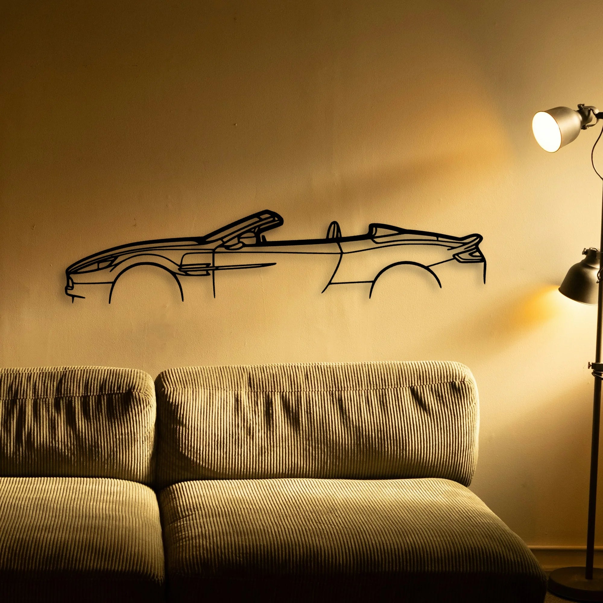 Aston Vanquish Convertible Classic Silhouette Metal Wall Art - Automotive Garage Decor