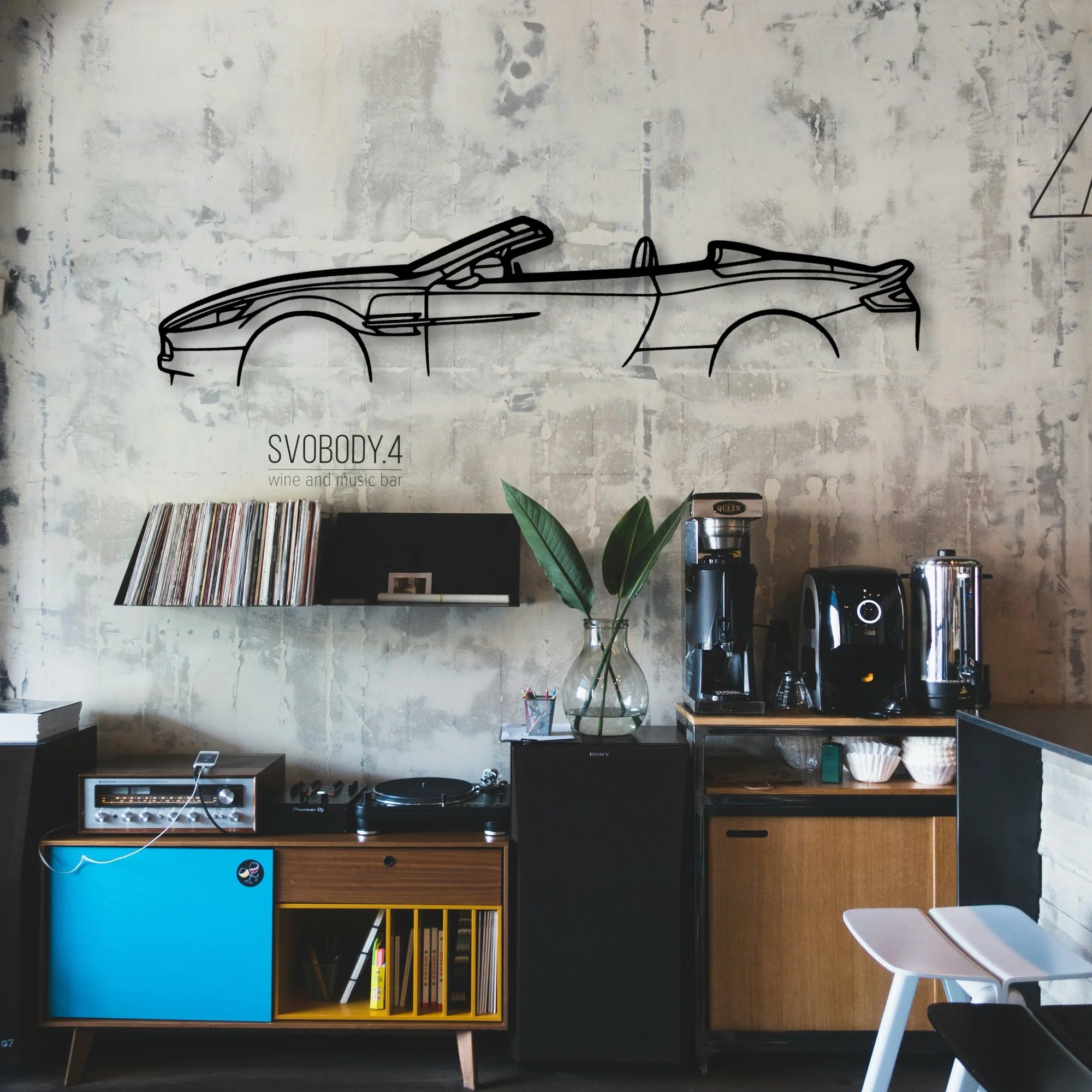 Aston Vanquish Convertible Classic Silhouette Metal Wall Art - Automotive Garage Decor