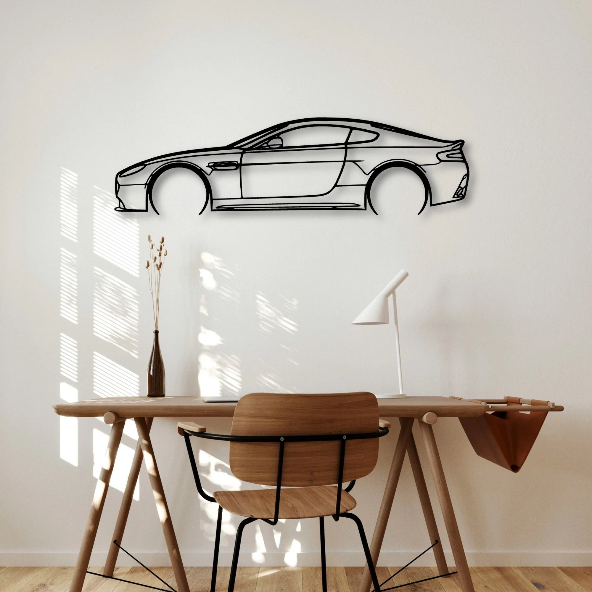 Aston Vantage 2 Classic Silhouette Metal Wall Art - Automotive Garage Decor