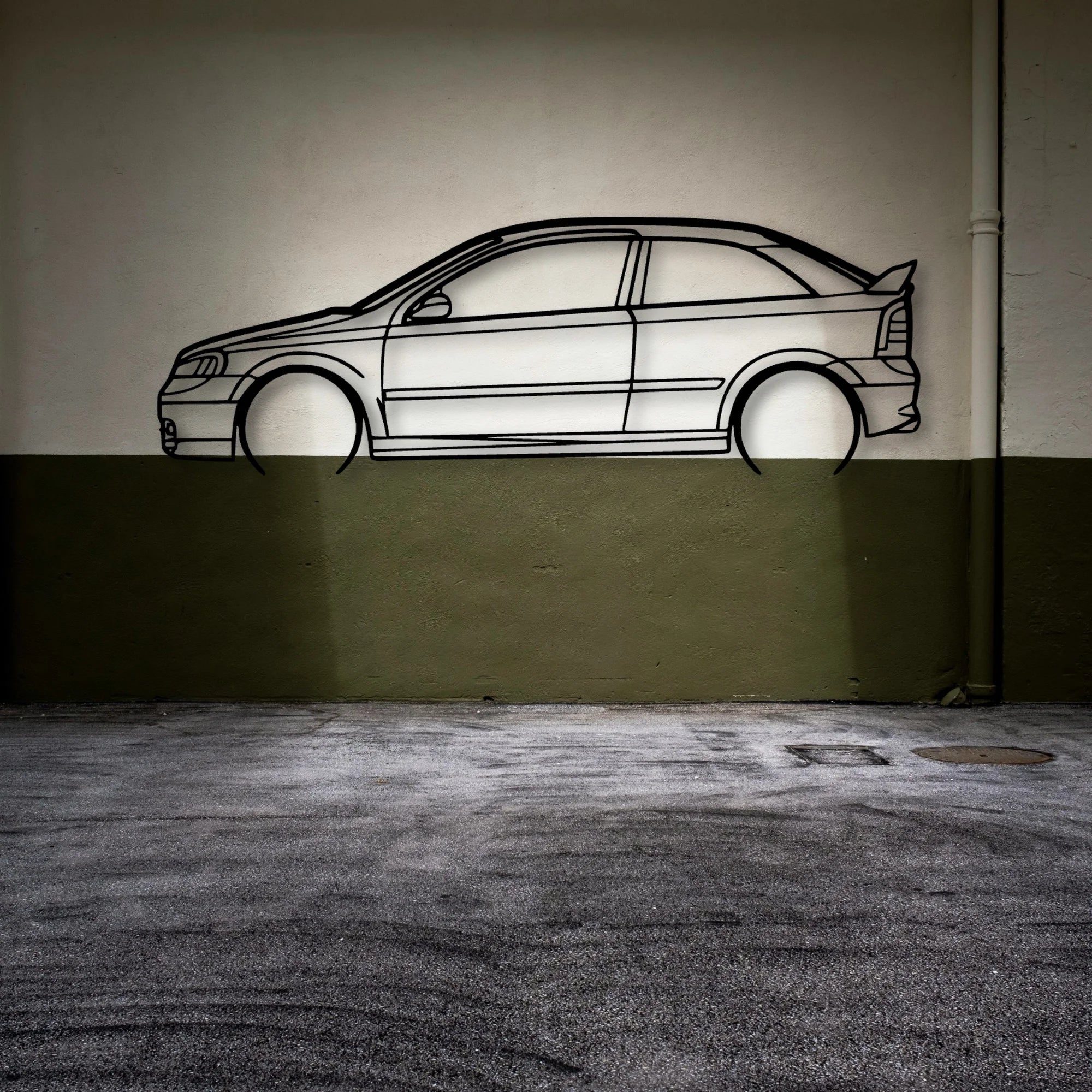Astra 2000 Classic Silhouette Metal Wall Art - Automotive Garage Decor