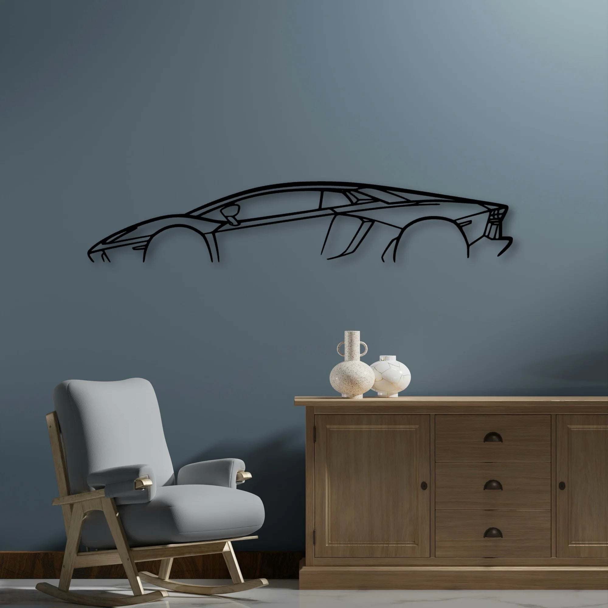 Aventador Classic Silhouette Metal Wall Art - Automotive Garage Decor