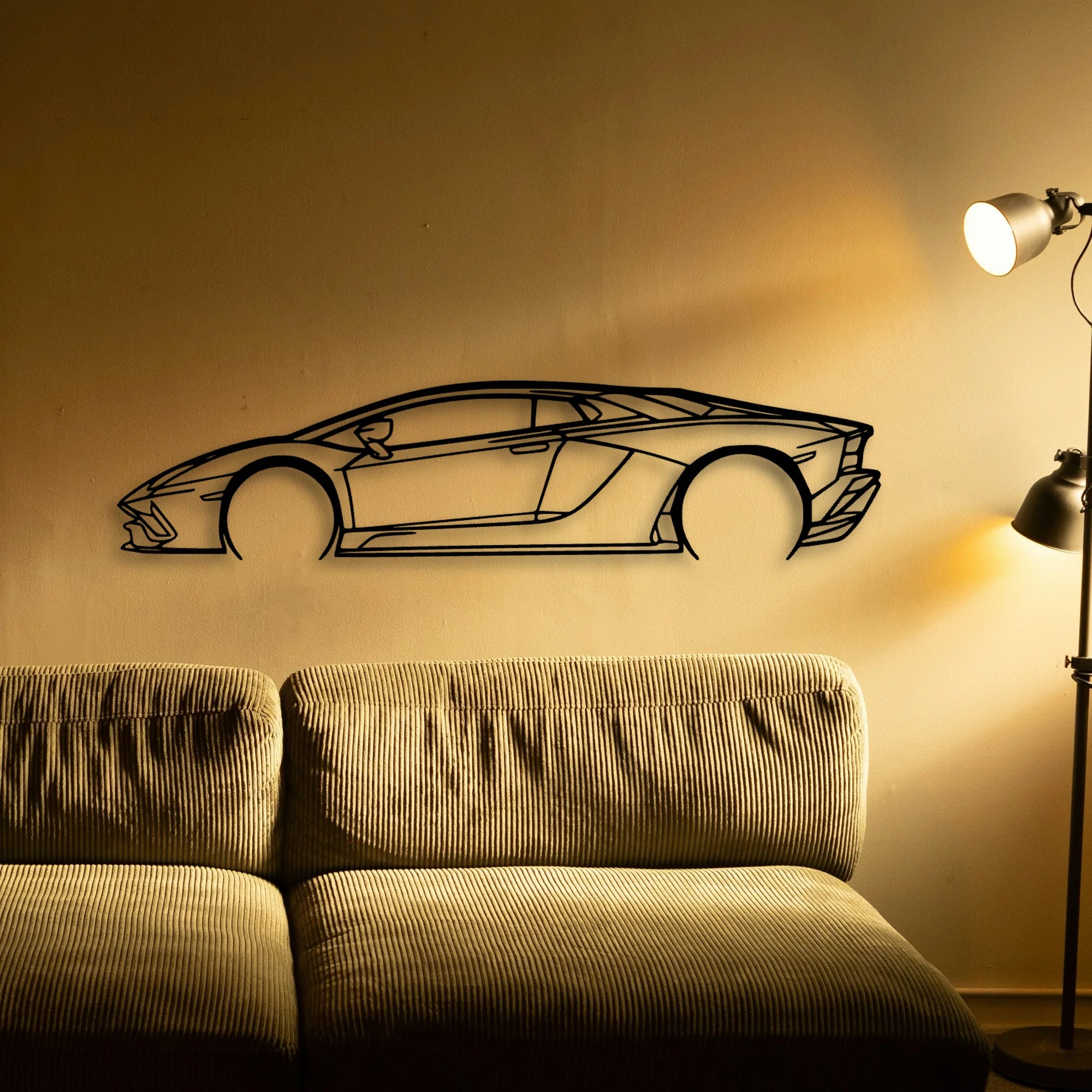 Aventador S Classic Silhouette Metal Wall Art - Automotive Garage Decor