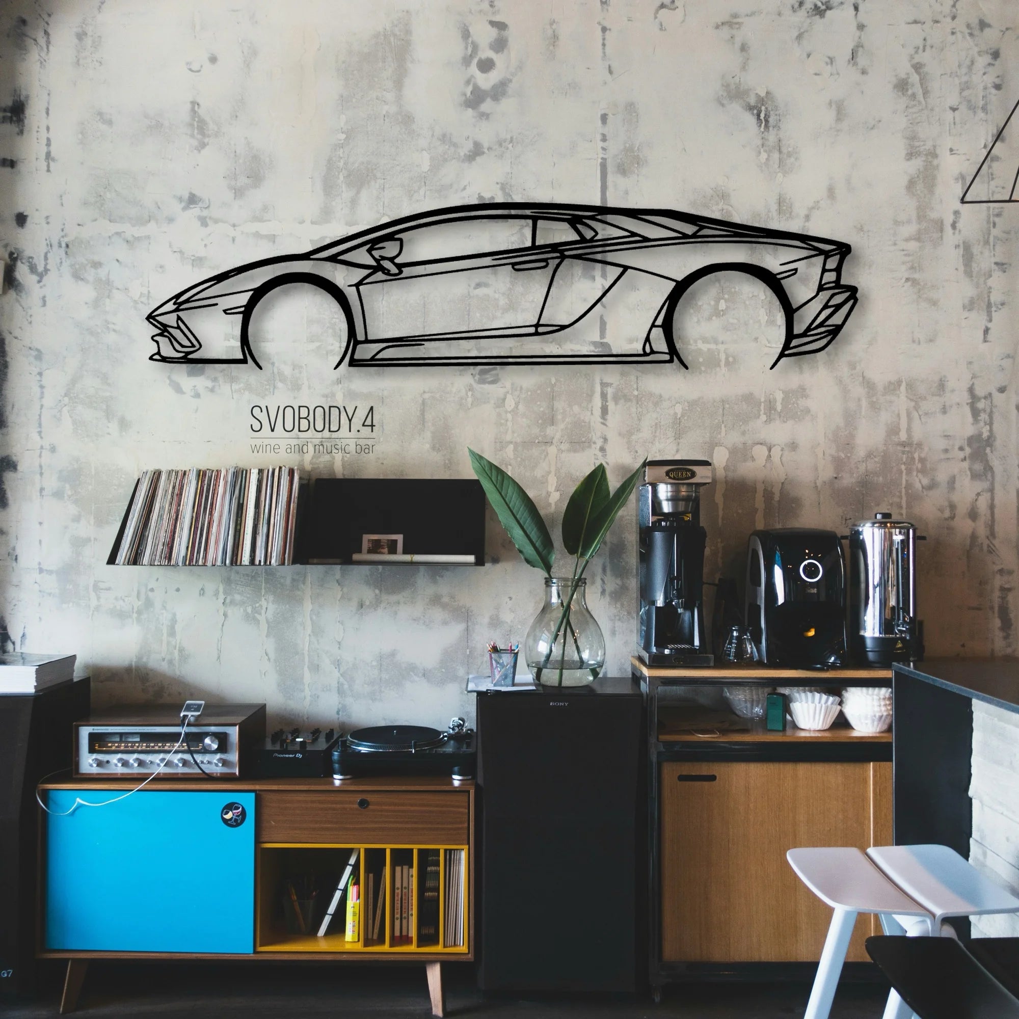 Aventador S Classic Silhouette Metal Wall Art - Automotive Garage Decor