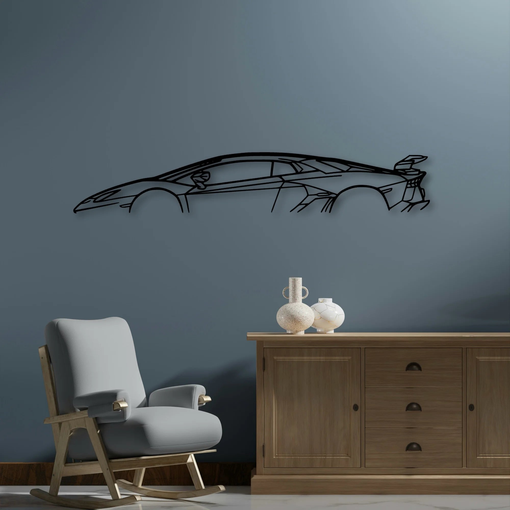 Aventador SVJ Classic Silhouette Metal Wall Art - Automotive Garage Decor