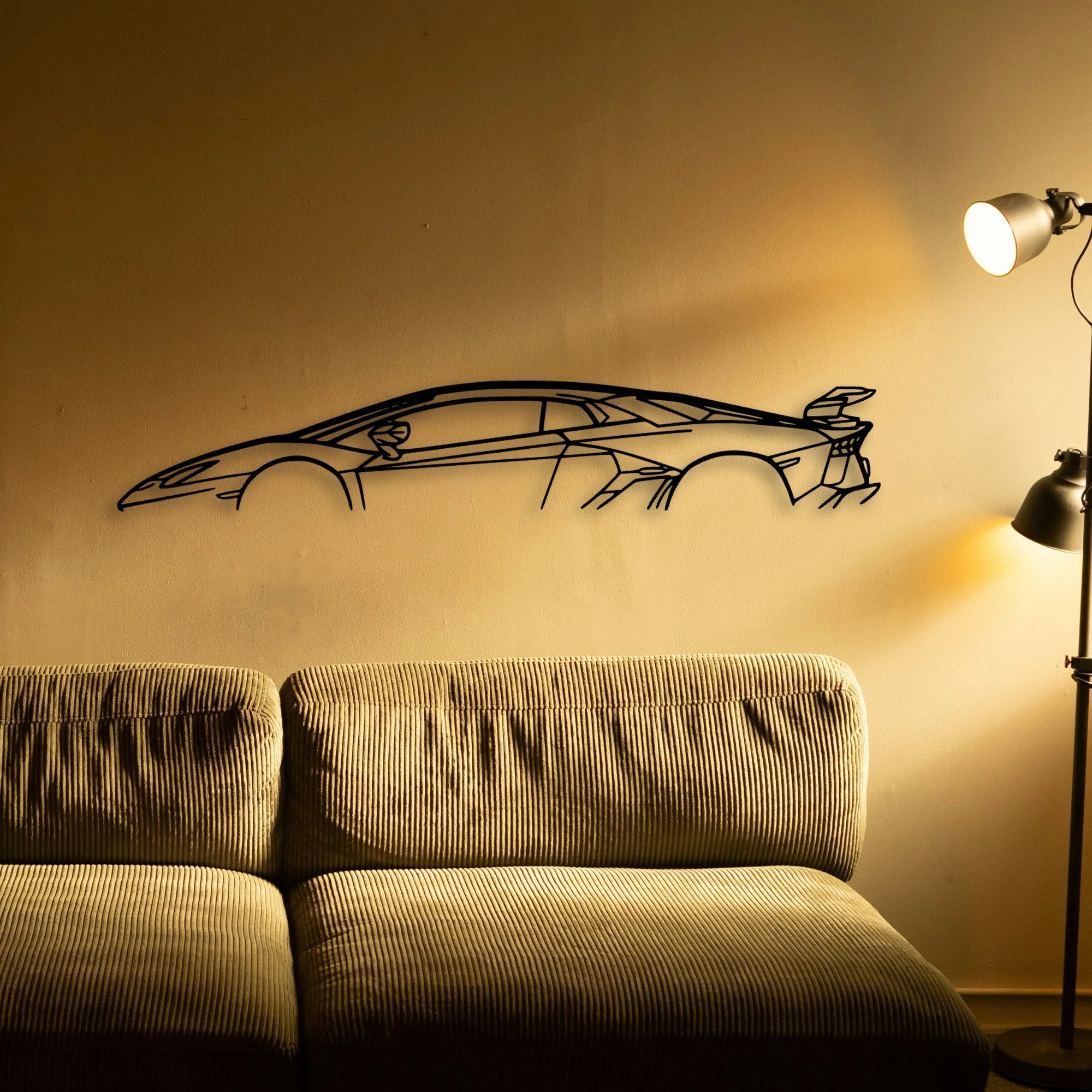 Aventador SVJ Classic Silhouette Metal Wall Art - Automotive Garage Decor