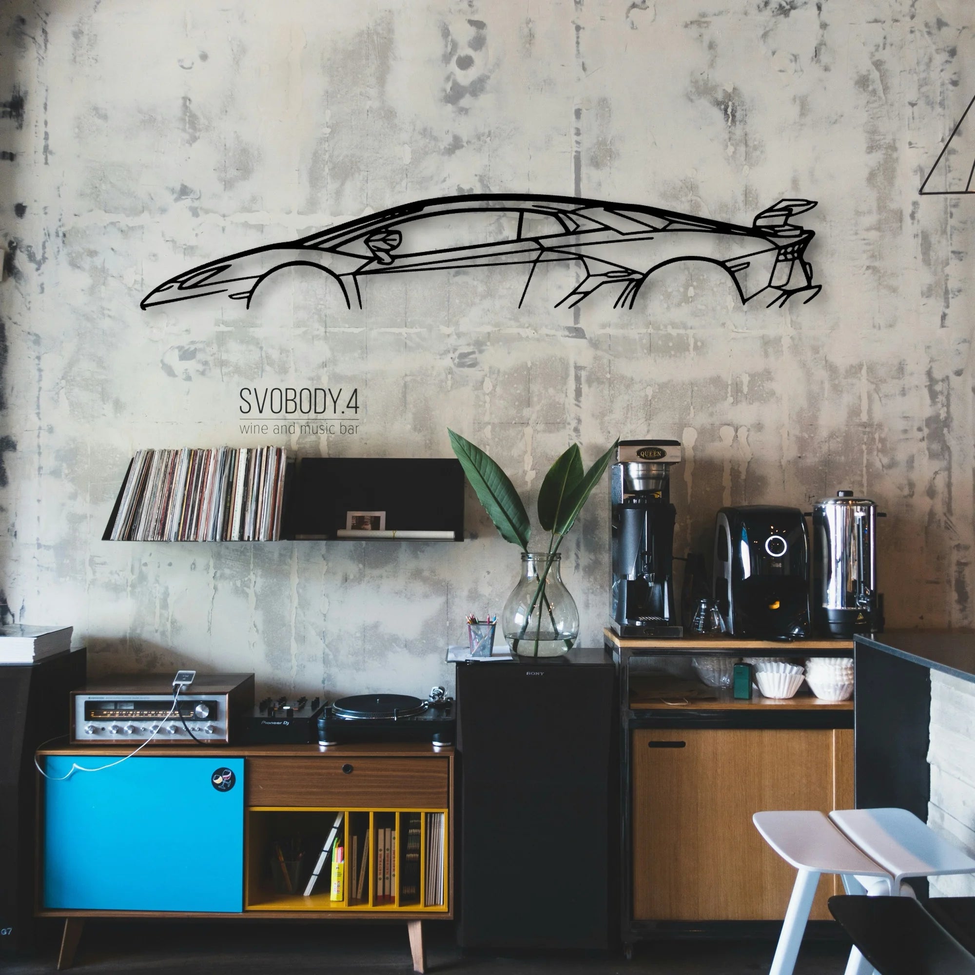 Aventador SVJ Classic Silhouette Metal Wall Art - Automotive Garage Decor