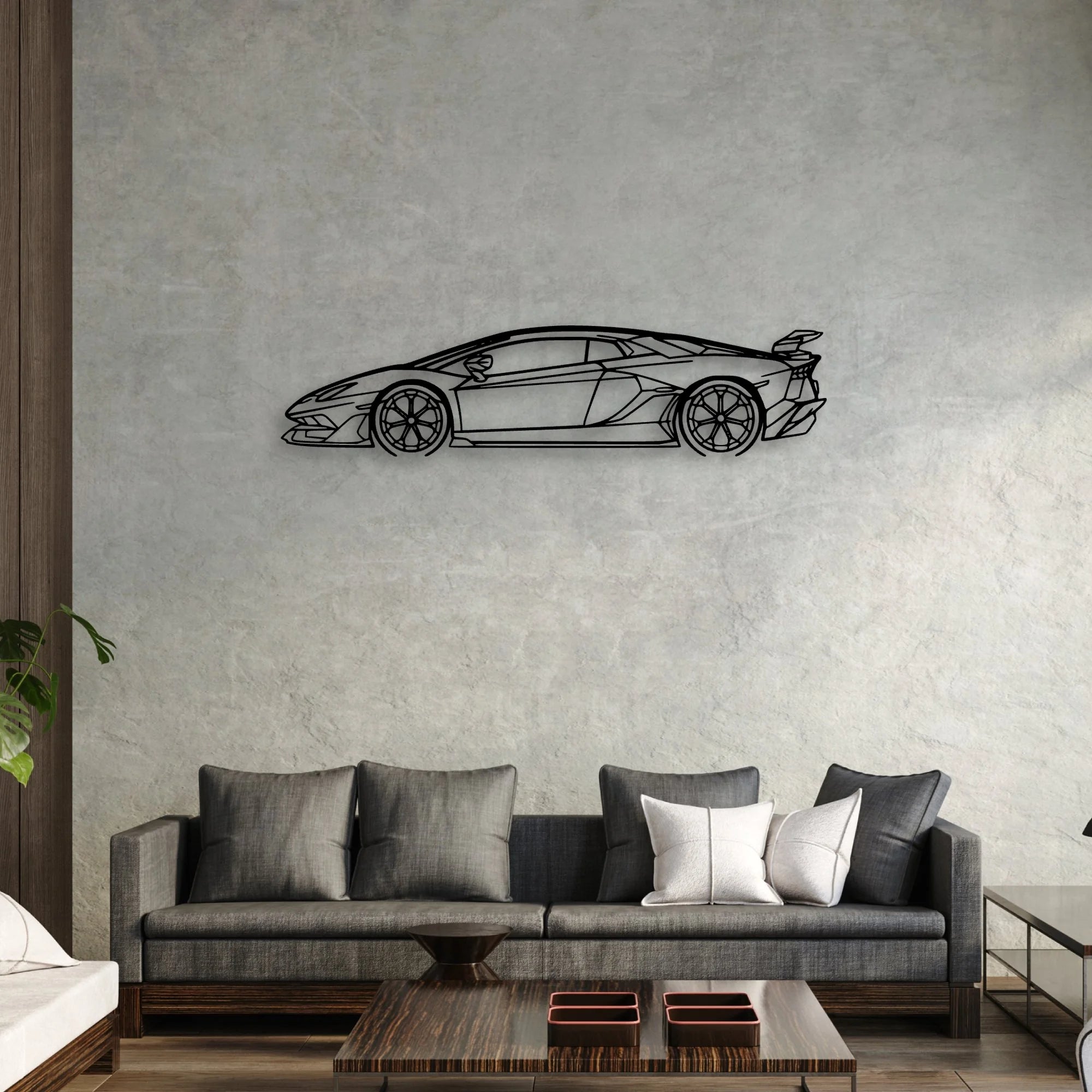 Aventador SVJ 2021 Classic Silhouette Metal Wall Art - Automotive Garage Decor