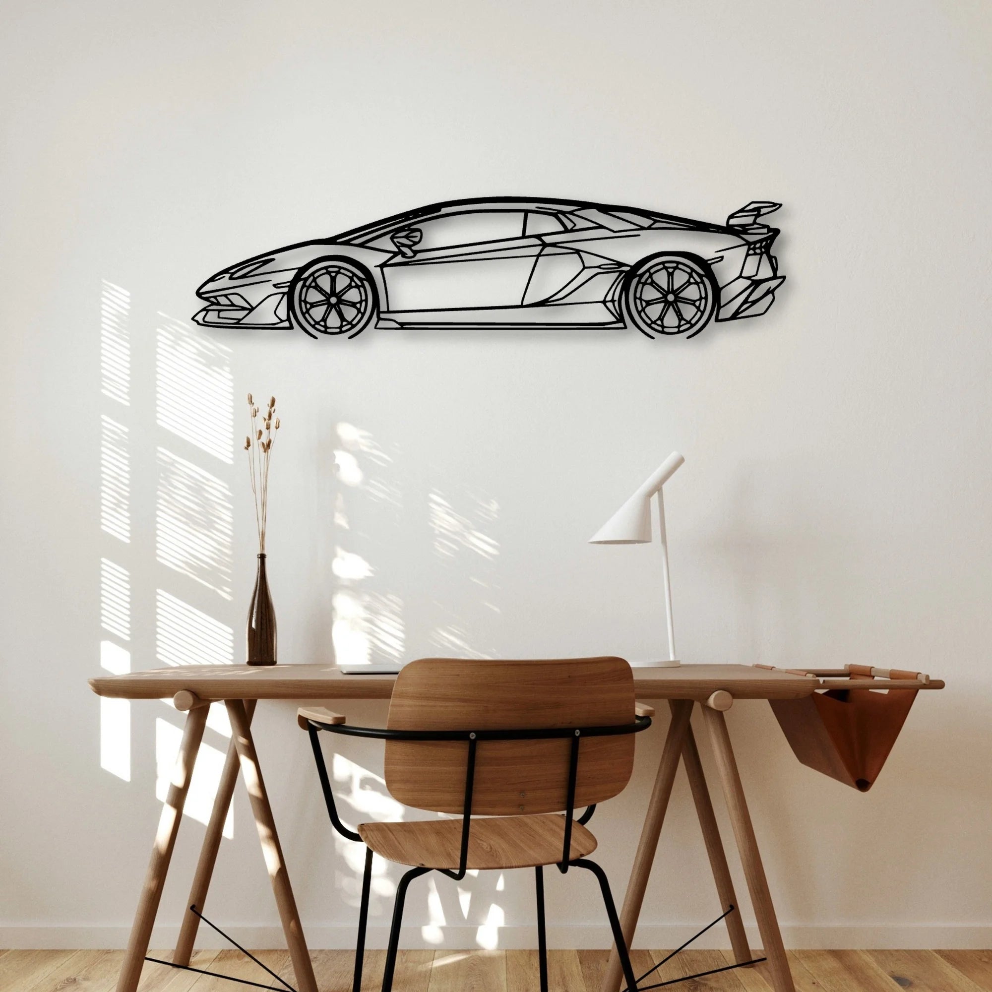 Aventador SVJ 2021 Classic Silhouette Metal Wall Art - Automotive Garage Decor