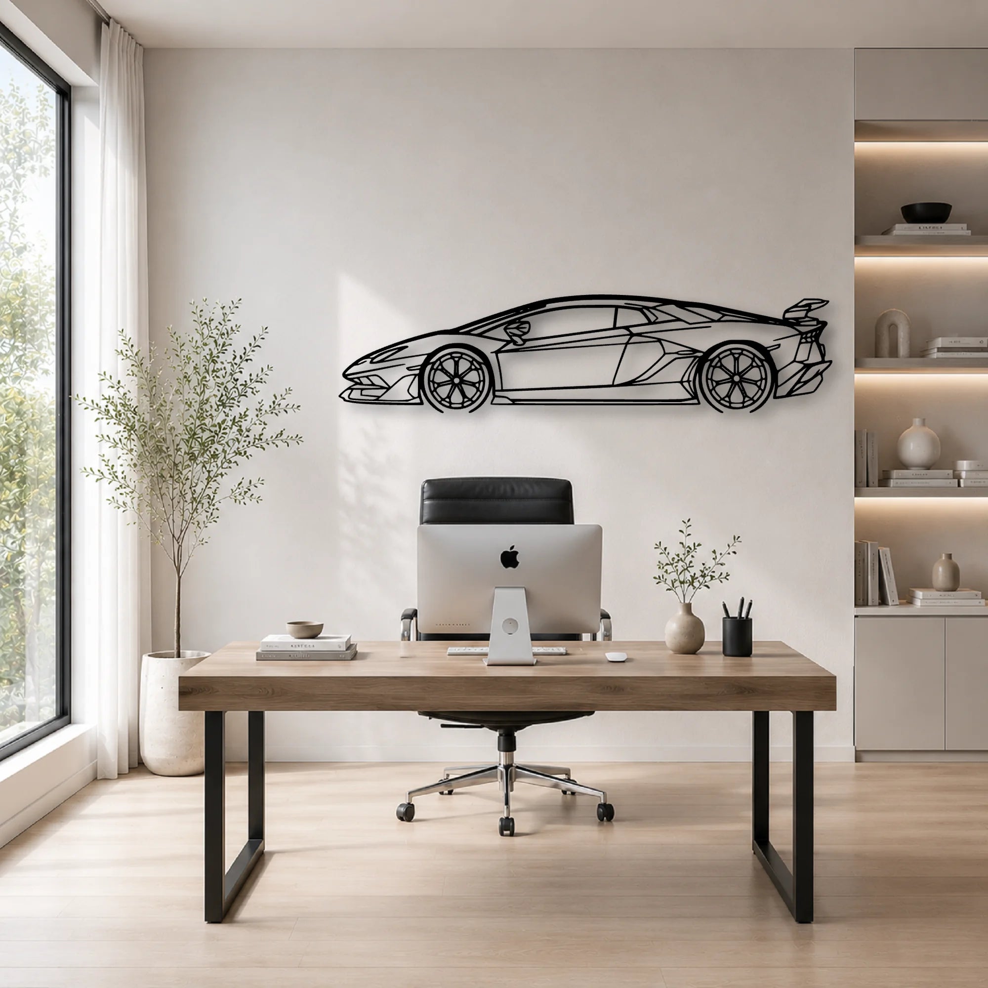 Aventador SVJ 2021 Classic Silhouette Metal Wall Art - Automotive Garage Decor