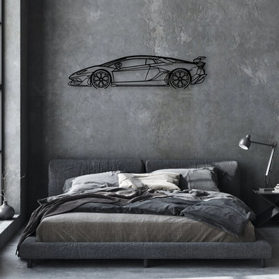 Aventador SVJ 2021 Classic Silhouette Metal Wall Art - Automotive Garage Decor