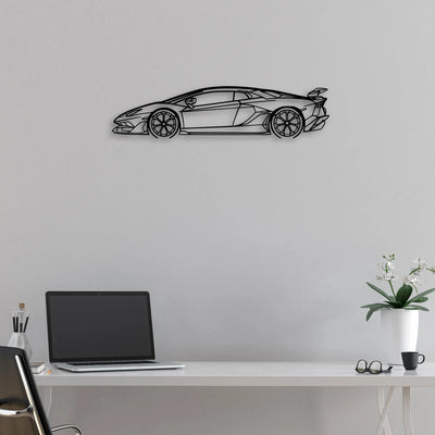 Aventador SVJ 2021 Classic Silhouette Metal Wall Art - Automotive Garage Decor