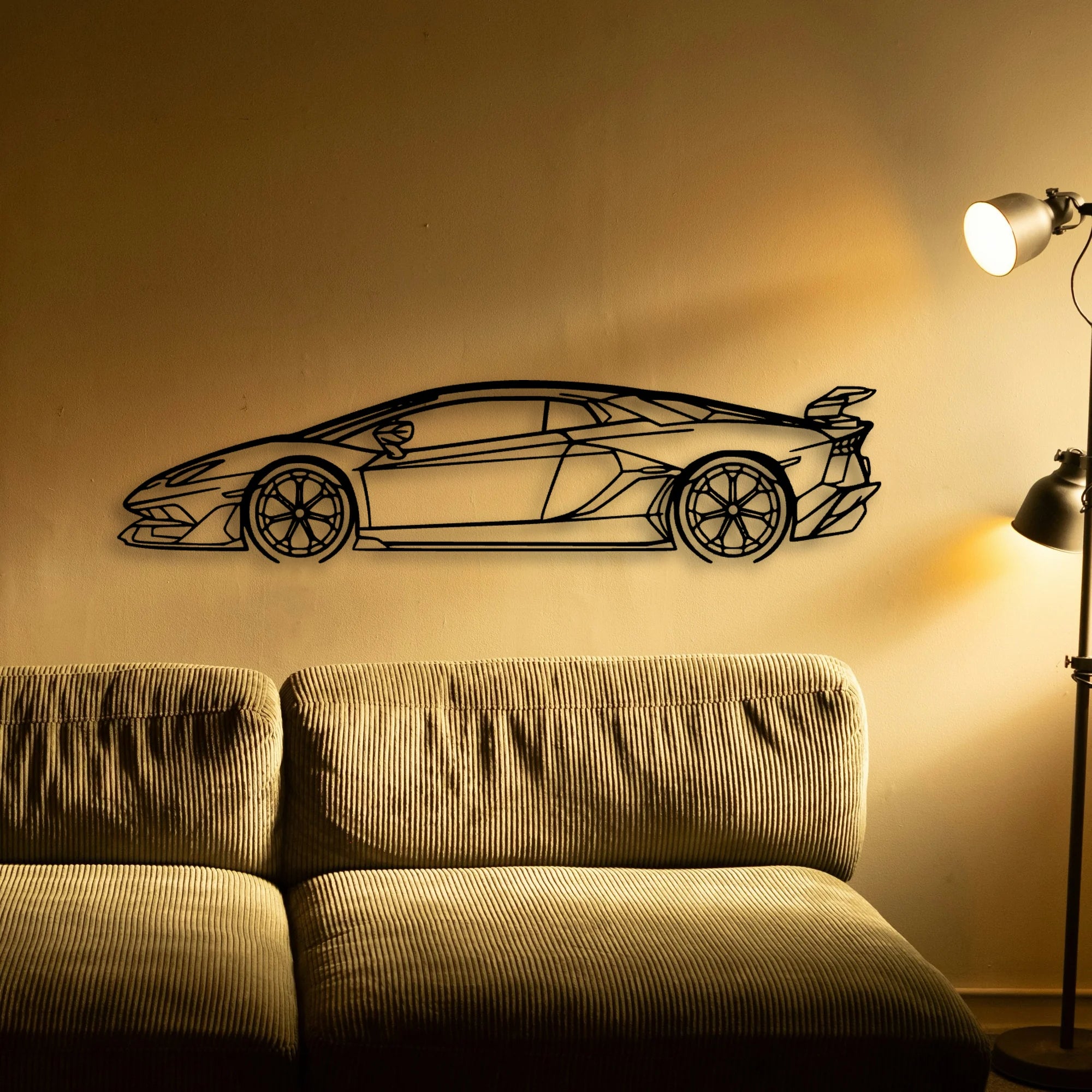 Aventador SVJ 2021 Classic Silhouette Metal Wall Art - Automotive Garage Decor