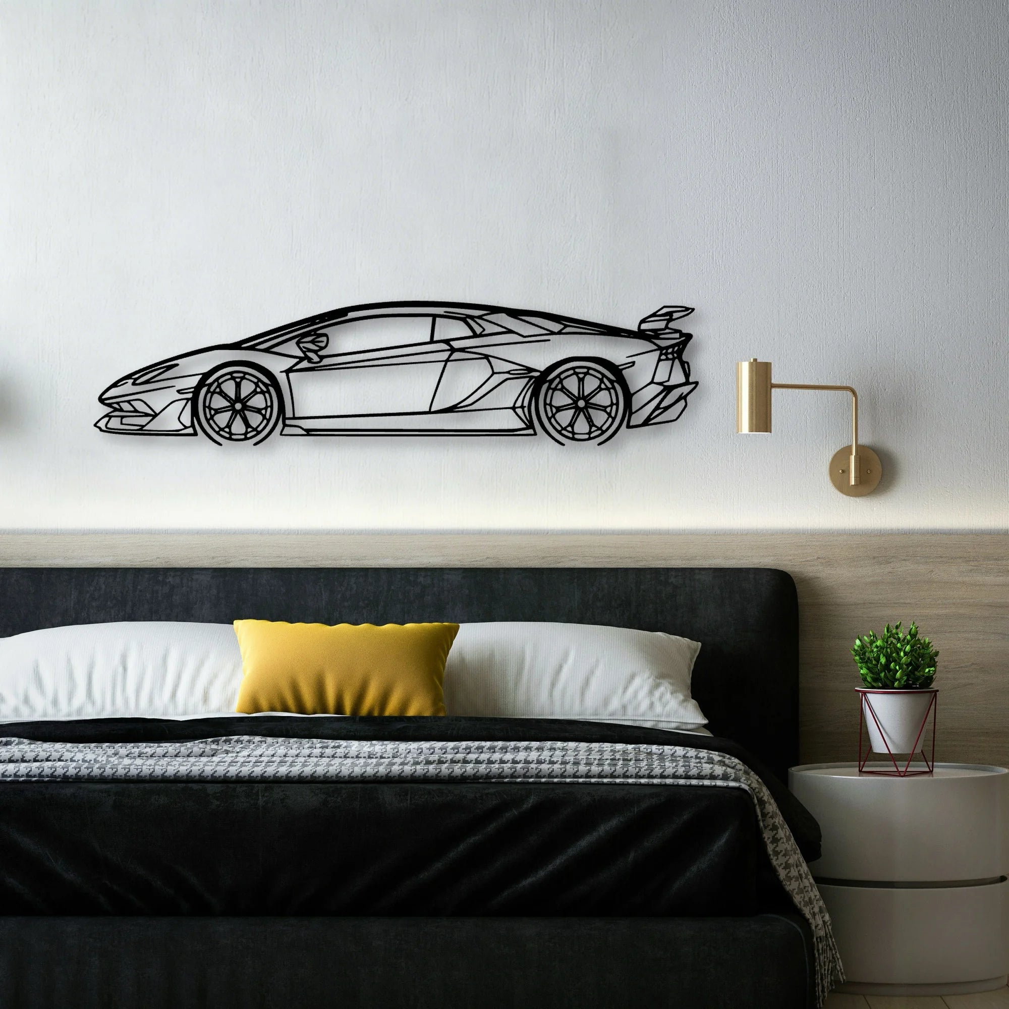 Aventador SVJ 2021 Classic Silhouette Metal Wall Art - Automotive Garage Decor