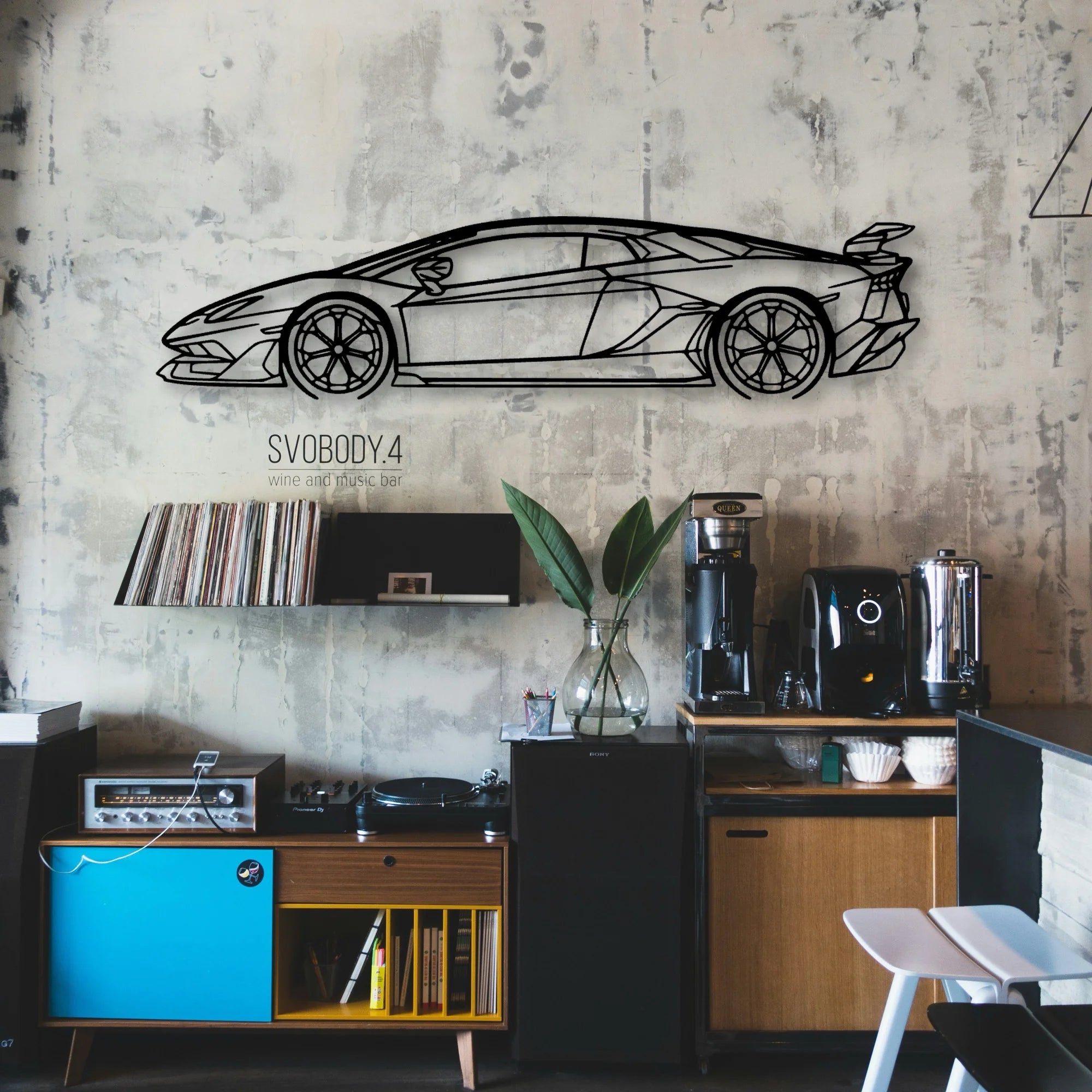 Aventador SVJ 2021 Classic Silhouette Metal Wall Art - Automotive Garage Decor