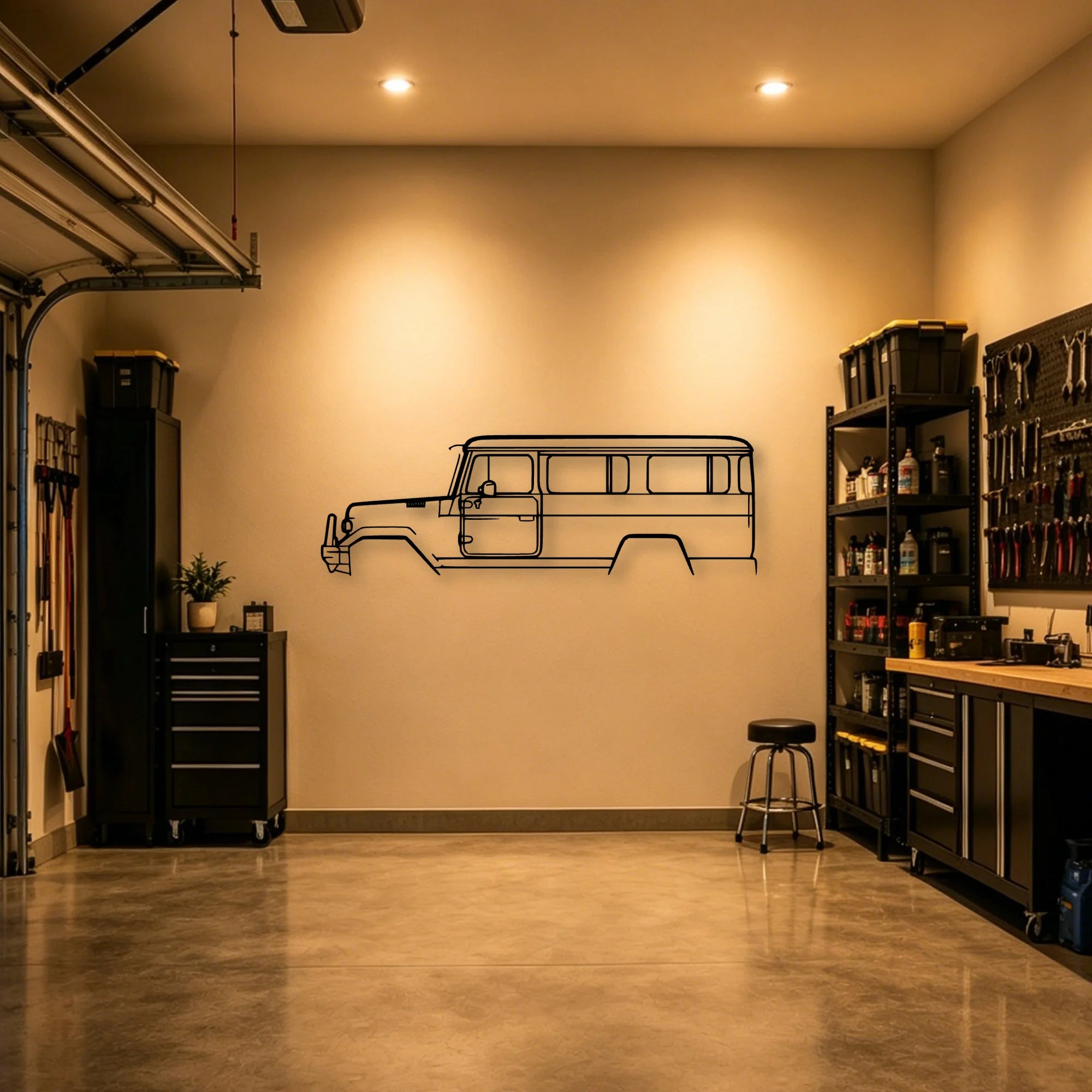BJ45 1984 Classic Silhouette Metal Wall Art - Automotive Garage Decor