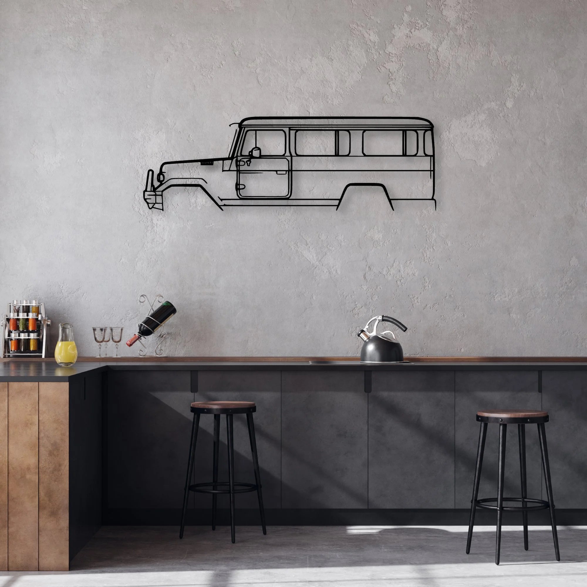 BJ45 1984 Classic Silhouette Metal Wall Art - Automotive Garage Decor
